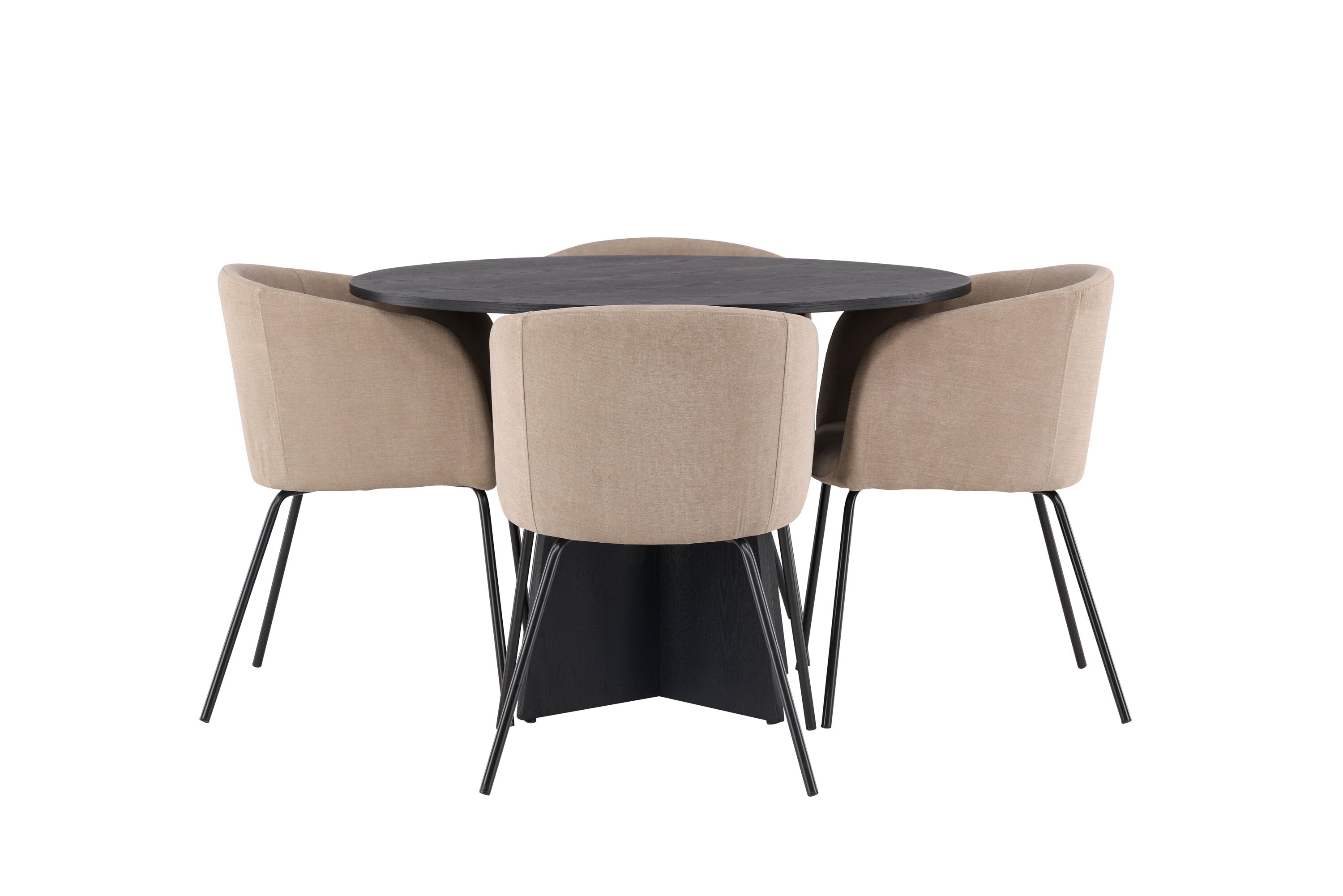 Essgruppe Esstisch Bootcut Ø110cm mit Stühlen Berit - Beige - Venture Home - le canapé