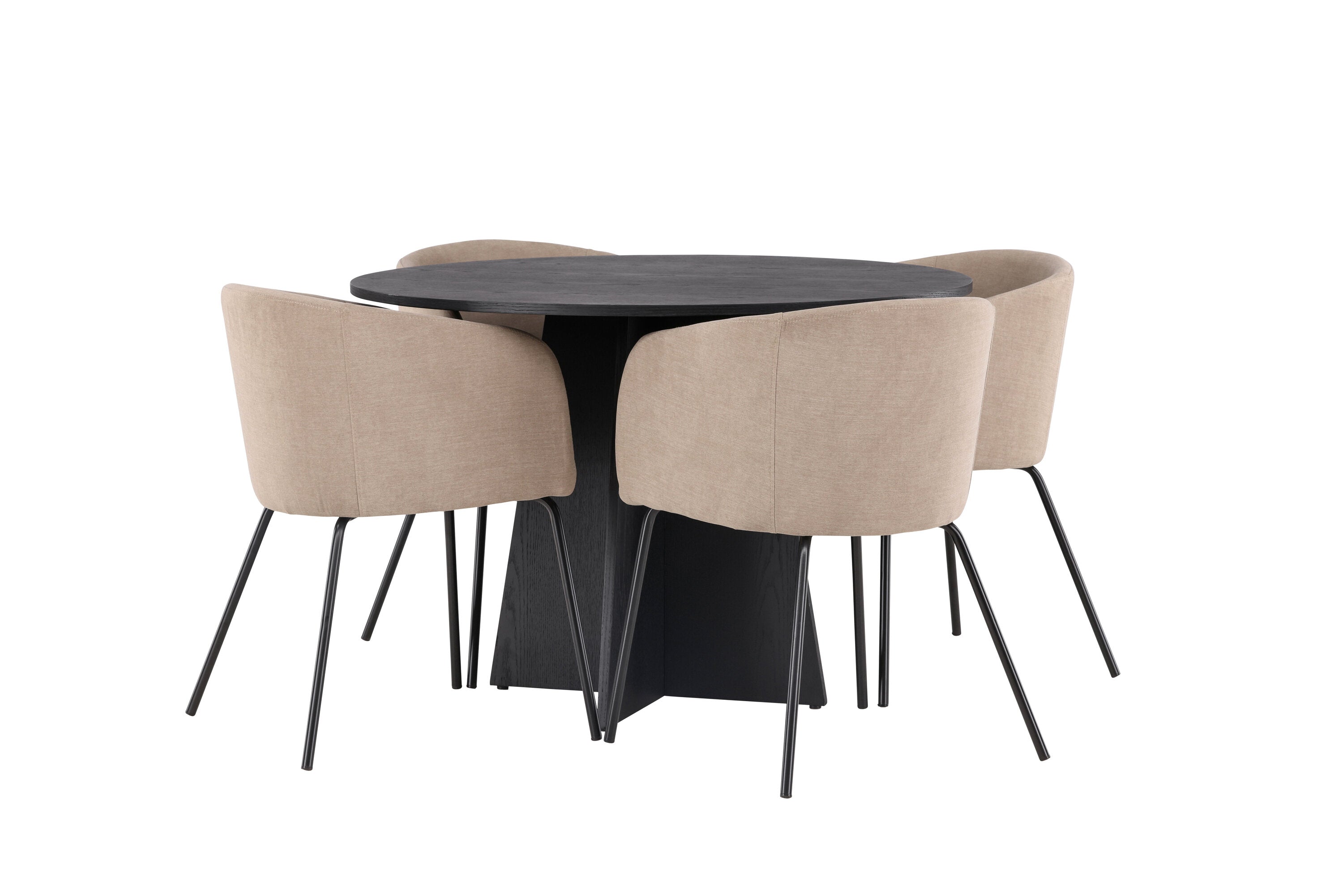 Essgruppe Esstisch Bootcut Ø110cm mit Stühlen Berit - Beige - Venture Home - le canapé