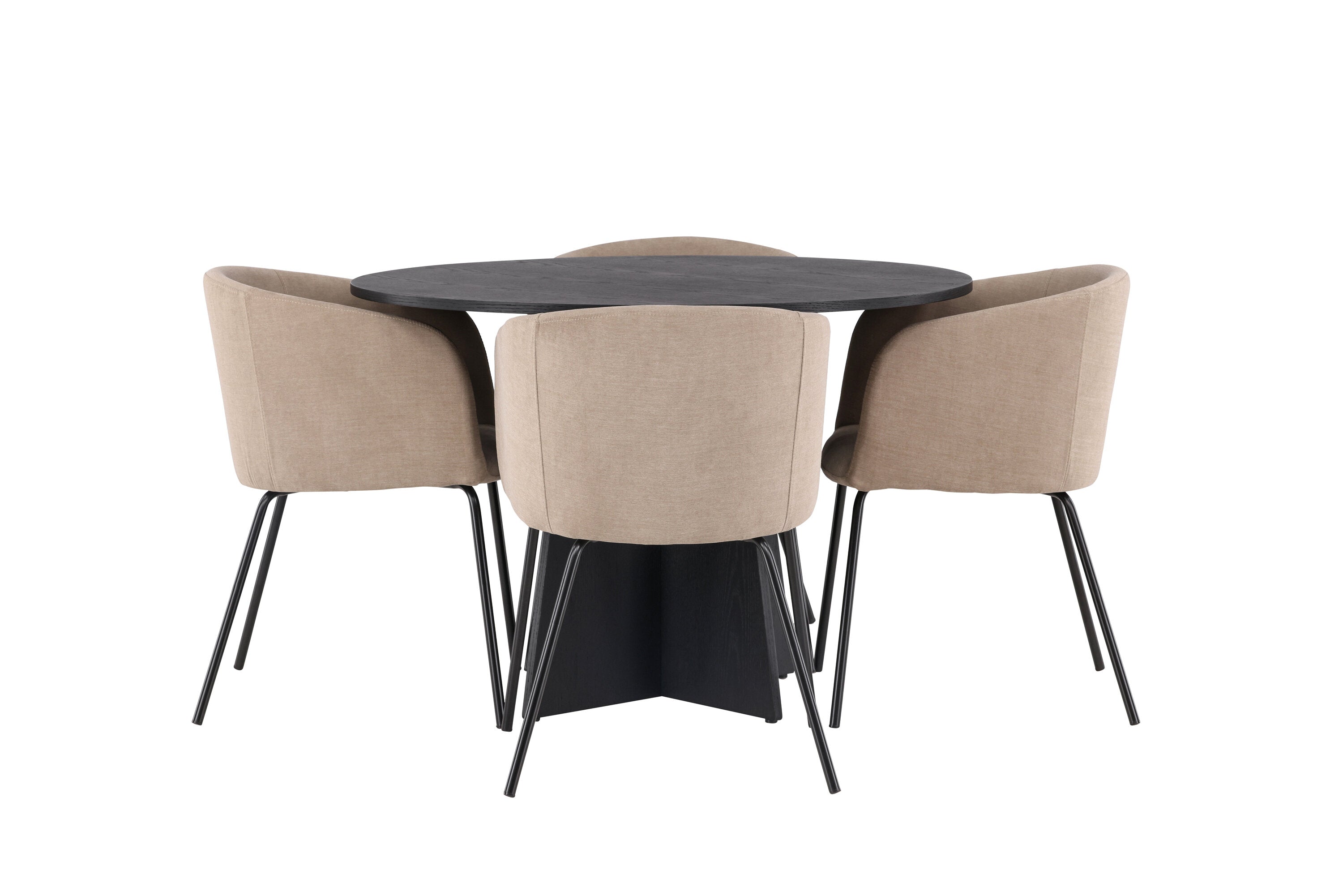 Essgruppe Esstisch Bootcut Ø110cm mit Stühlen Berit - Beige - Venture Home - le canapé