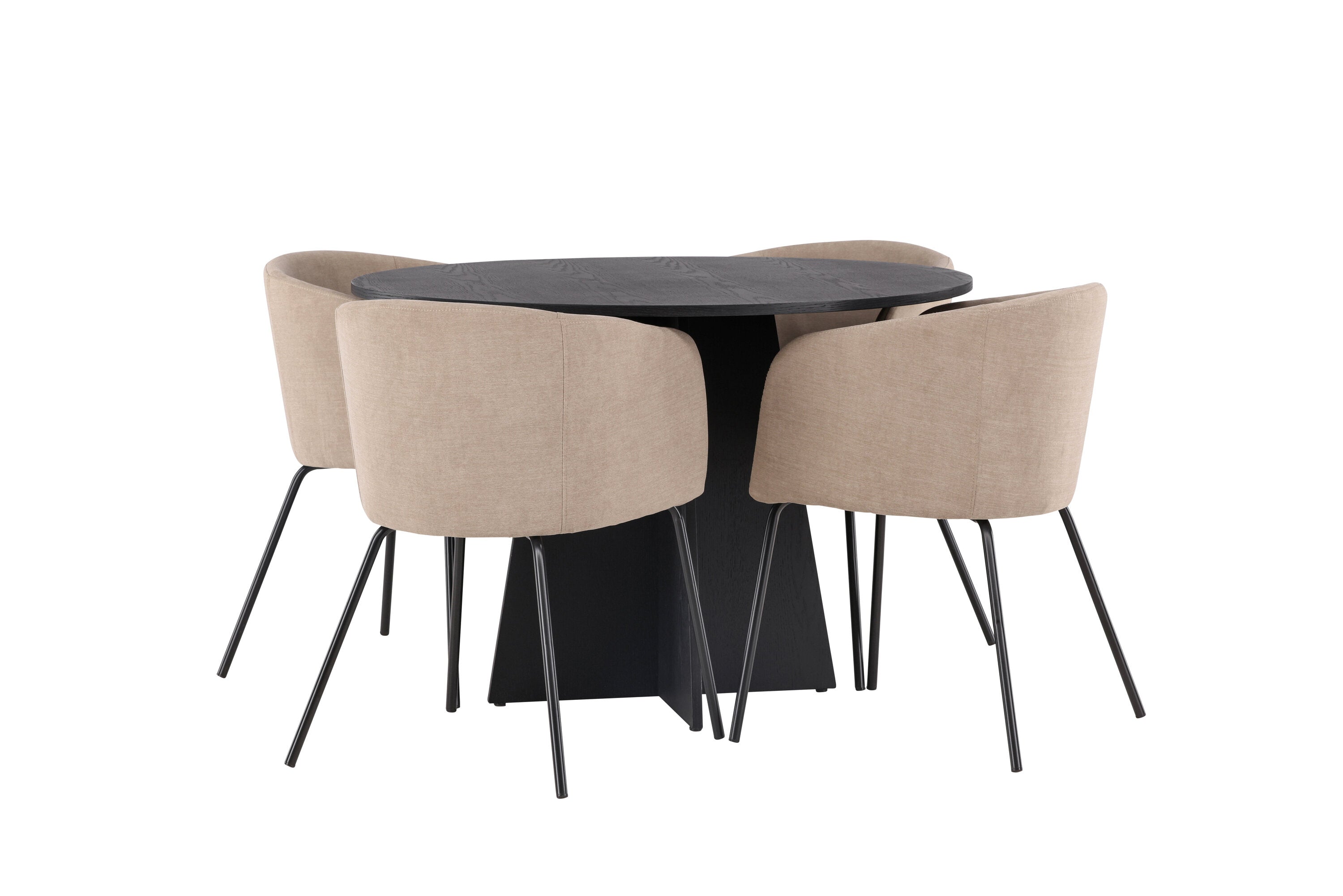 Essgruppe Esstisch Bootcut Ø110cm mit Stühlen Berit - Beige - Venture Home - le canapé