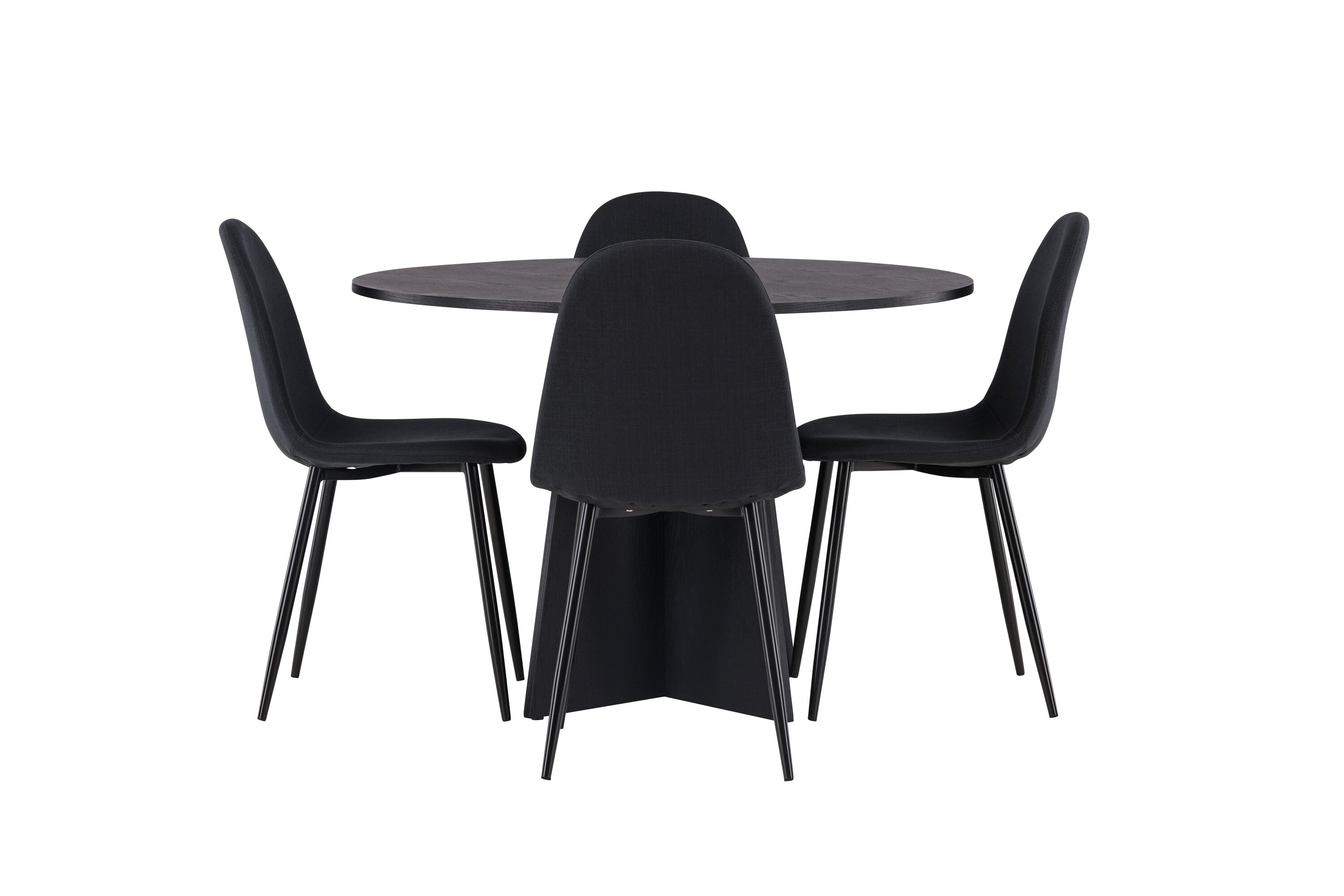 Essgruppe Esstisch Bootcut Ø110cm mit Stühlen Polar - Schwarz - Venture Home - le canapé