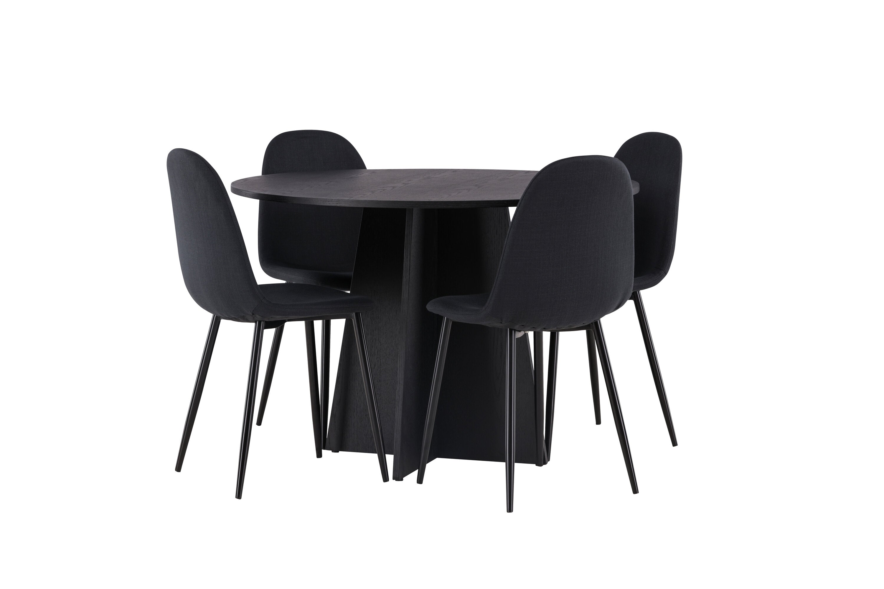 Essgruppe Esstisch Bootcut Ø110cm mit Stühlen Polar - Schwarz - Venture Home - le canapé
