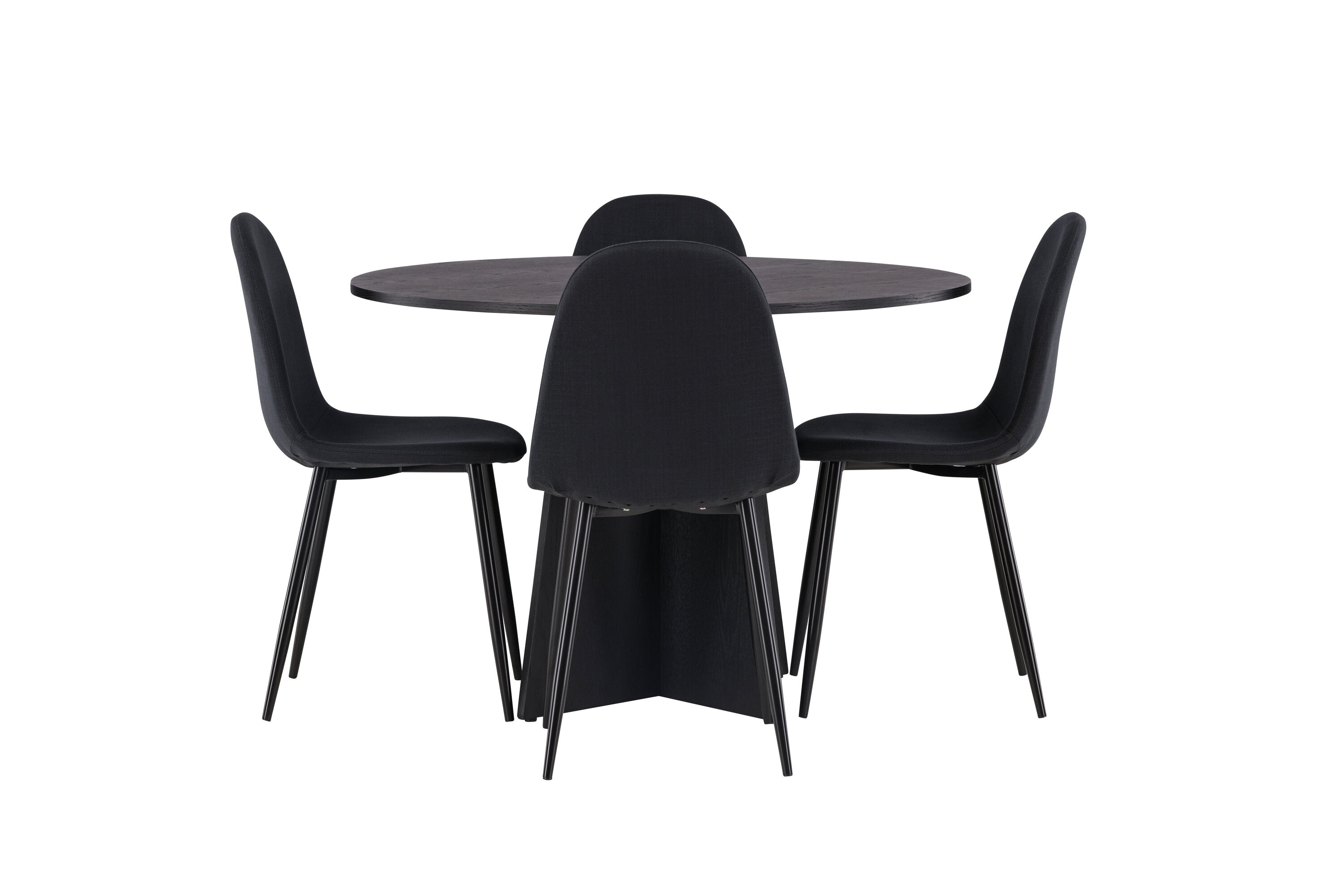 Essgruppe Esstisch Bootcut Ø110cm mit Stühlen Polar - Schwarz - Venture Home - le canapé