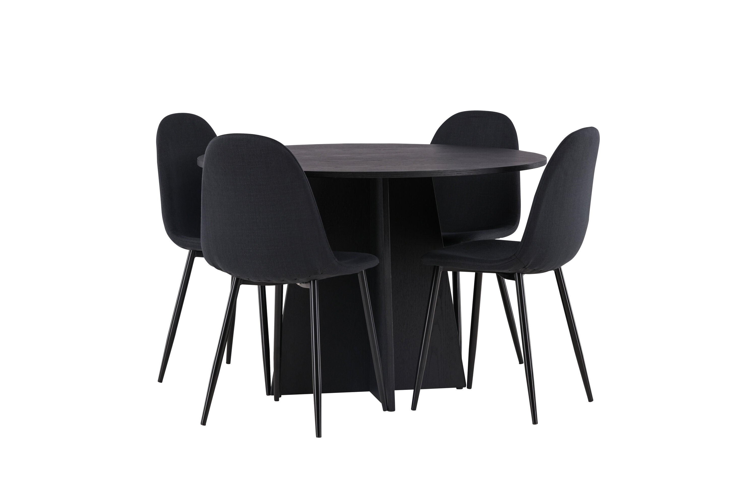 Essgruppe Esstisch Bootcut Ø110cm mit Stühlen Polar - Schwarz - Venture Home - le canapé
