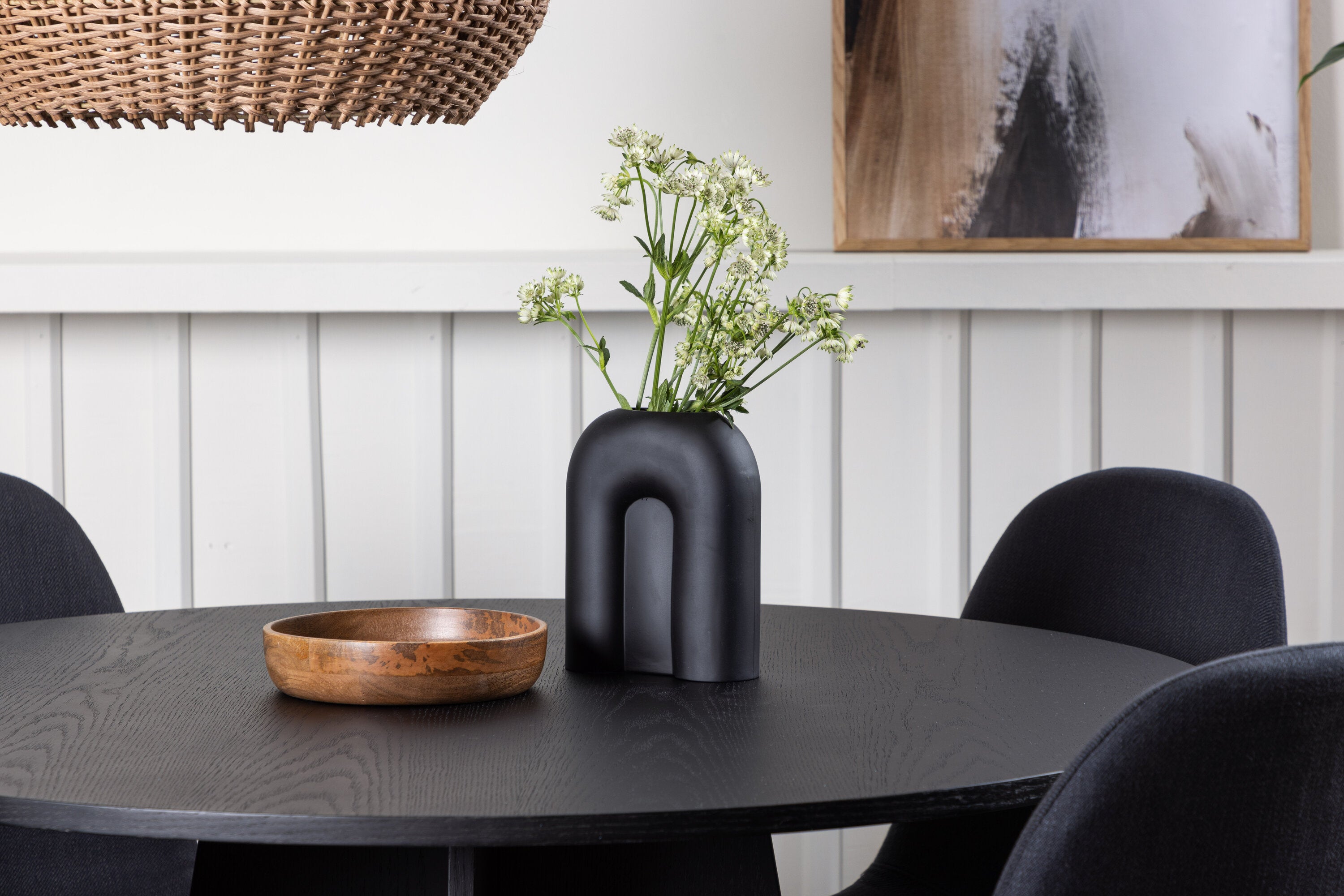 Essgruppe Esstisch Bootcut Ø110cm mit Stühlen Polar - Schwarz - Venture Home - le canapé