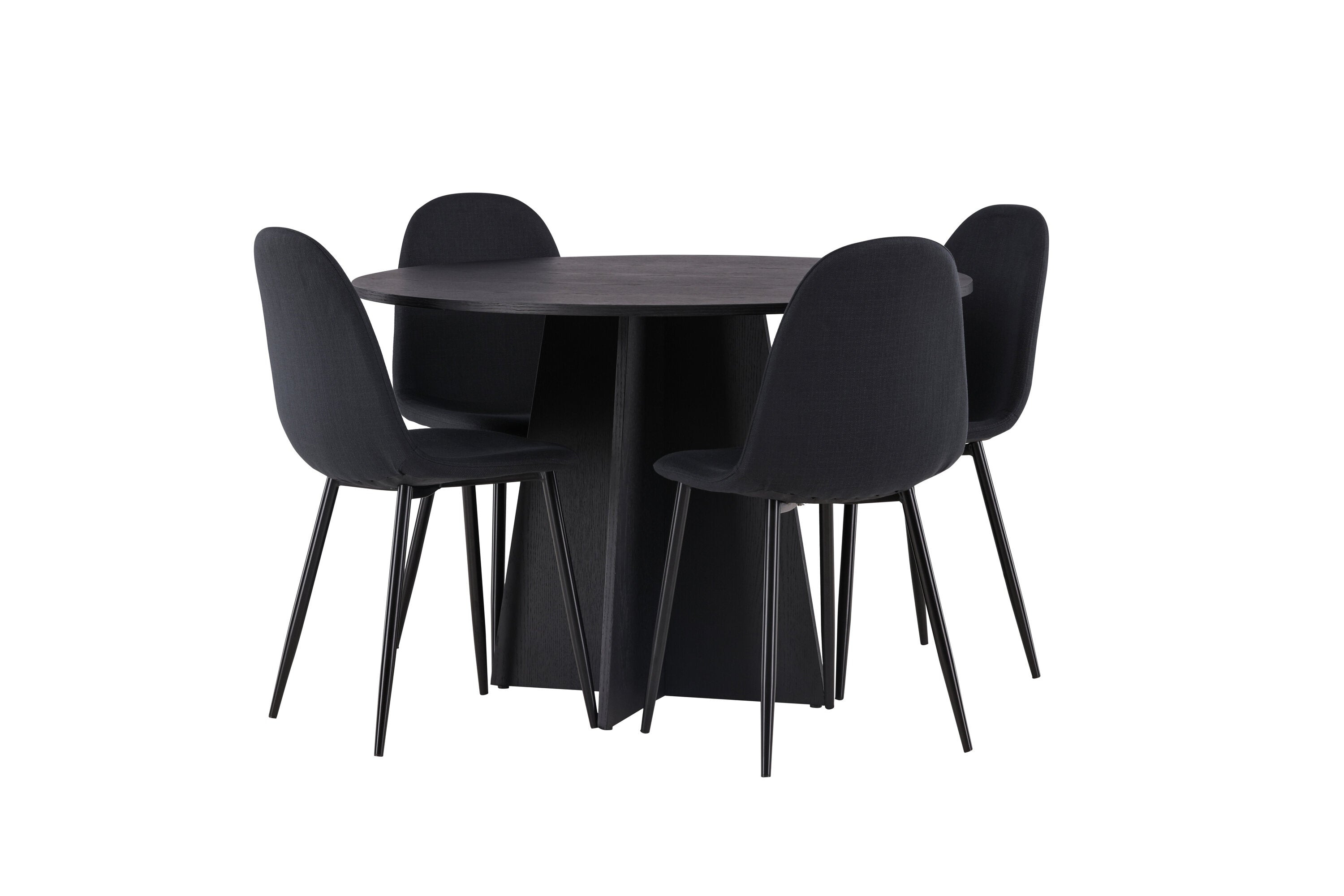 Essgruppe Esstisch Bootcut Ø110cm mit Stühlen Polar - Schwarz - Venture Home - le canapé