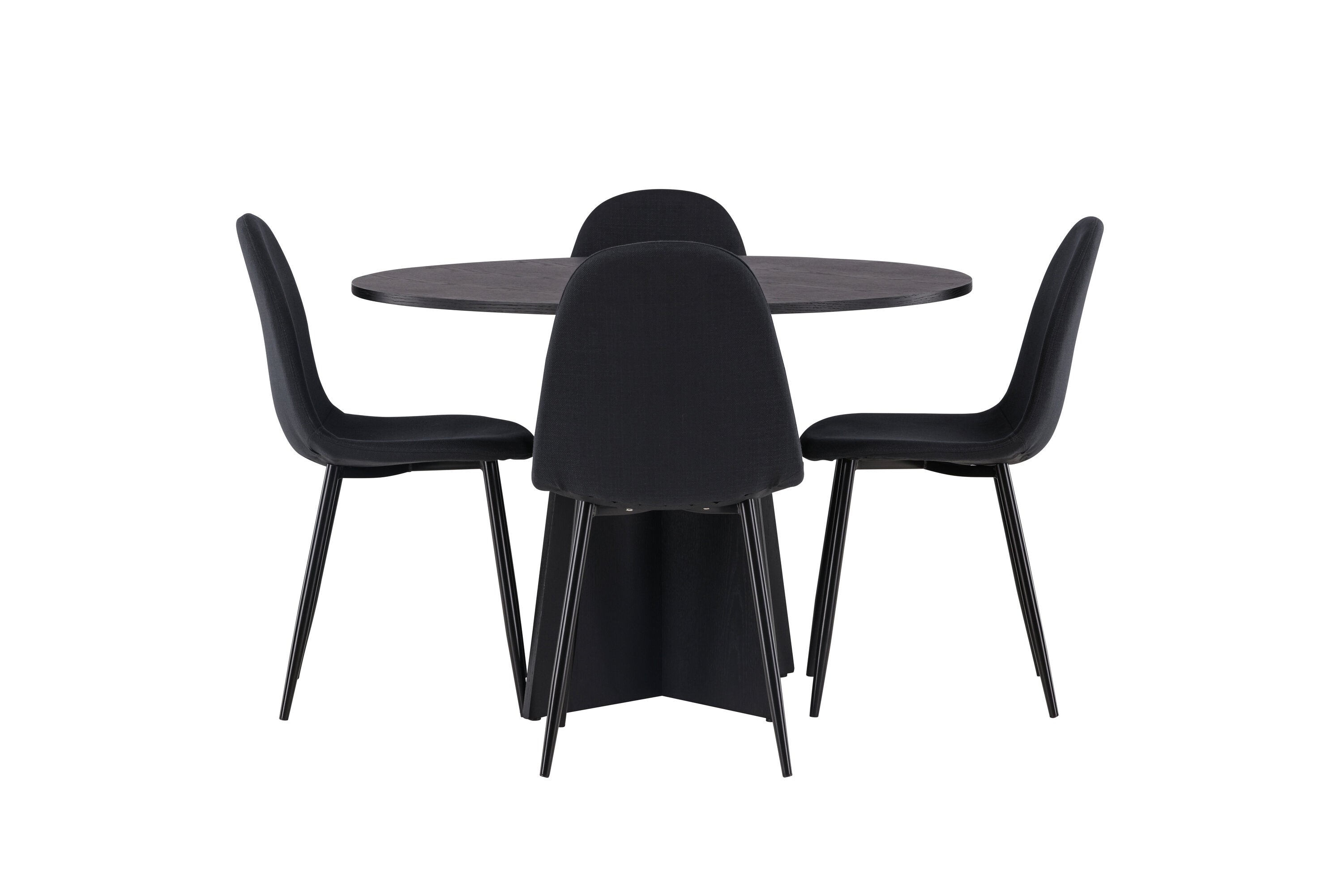 Essgruppe Esstisch Bootcut Ø110cm mit Stühlen Polar - Schwarz - Venture Home - le canapé
