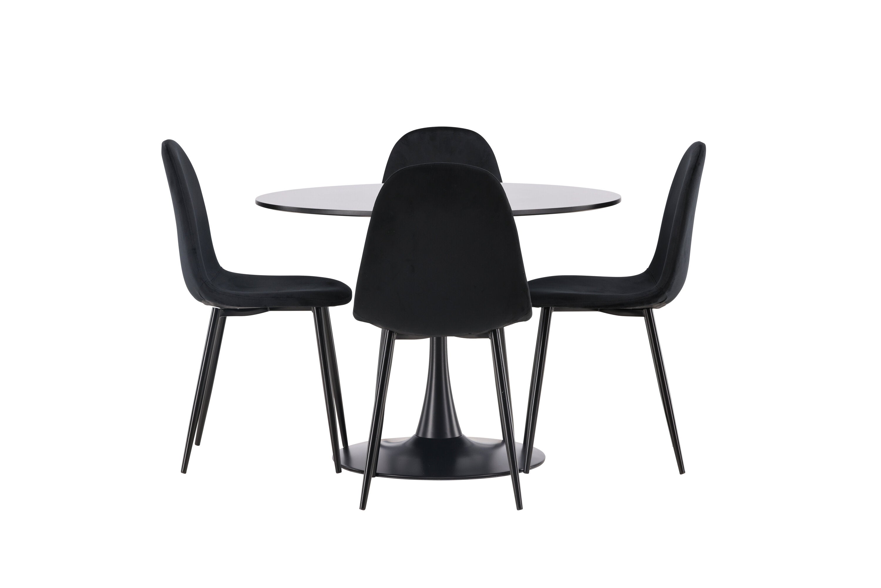 Essgruppe Esstisch Glade ⌀100cm mit Stühlen Polar - Schwarz - Venture Home - le canapé