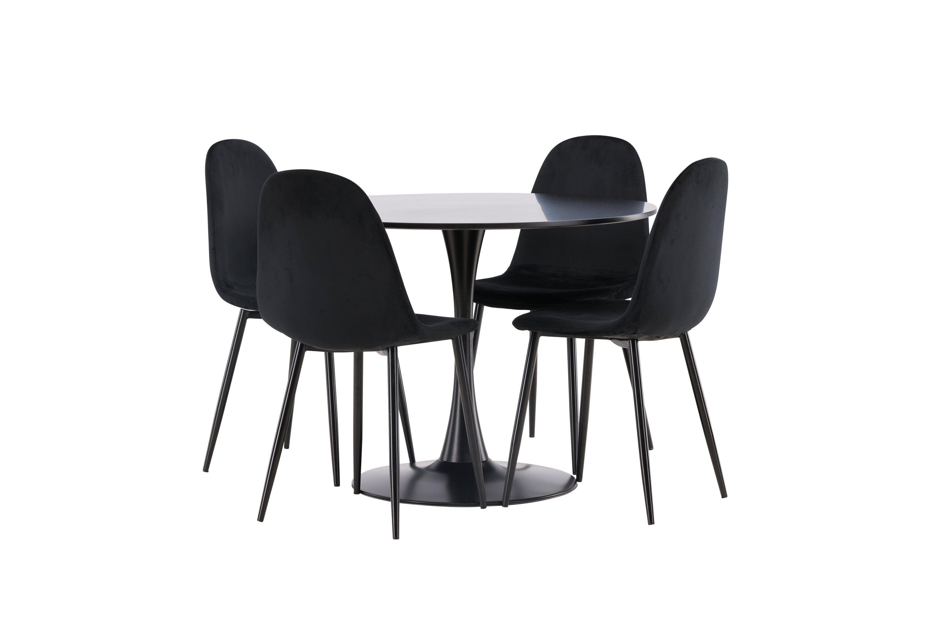Essgruppe Esstisch Glade ⌀100cm mit Stühlen Polar - Schwarz - Venture Home - le canapé