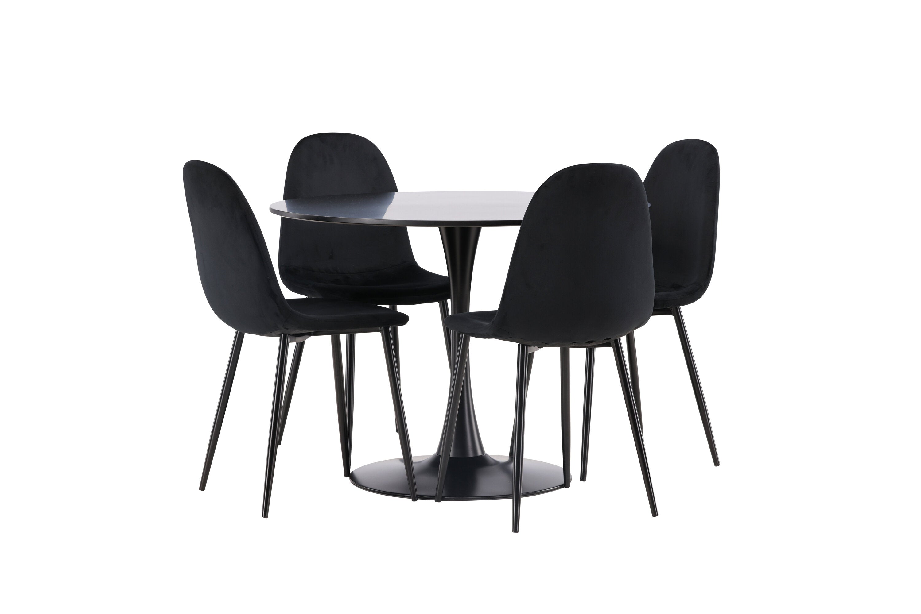 Essgruppe Esstisch Glade ⌀100cm mit Stühlen Polar - Schwarz - Venture Home - le canapé