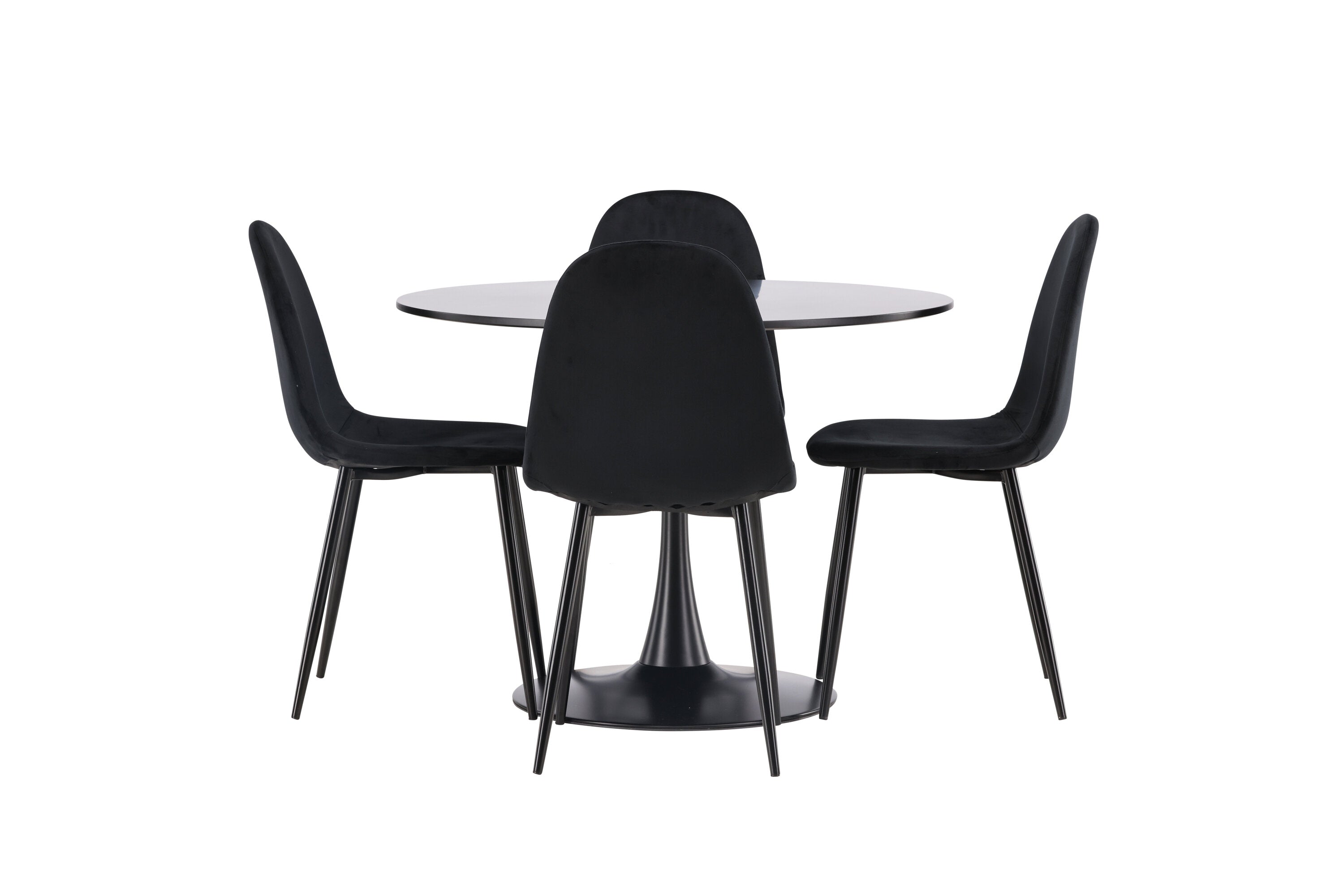 Essgruppe Esstisch Glade ⌀100cm mit Stühlen Polar - Schwarz - Venture Home - le canapé