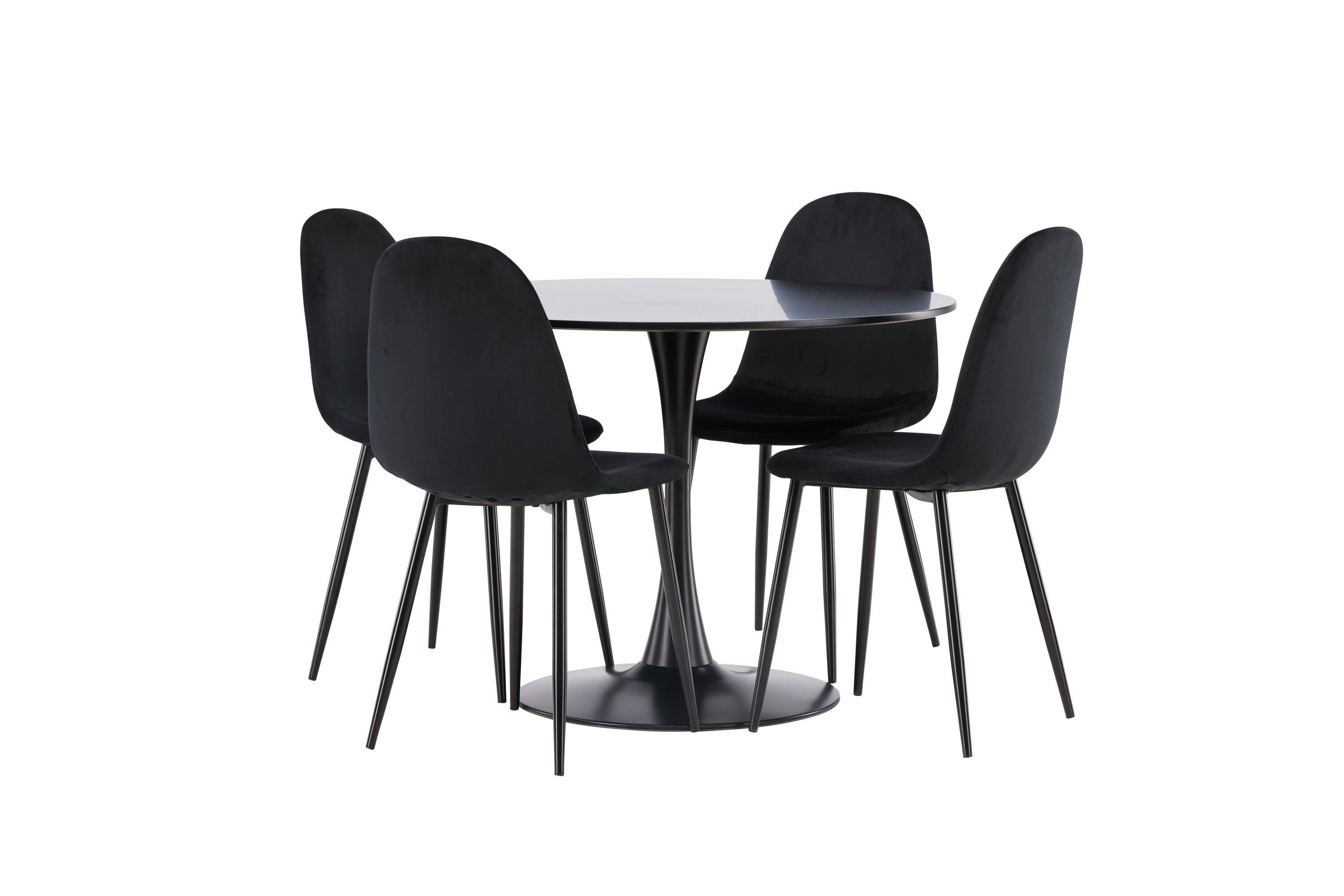 Essgruppe Esstisch Glade ⌀100cm mit Stühlen Polar - Schwarz - Venture Home - le canapé