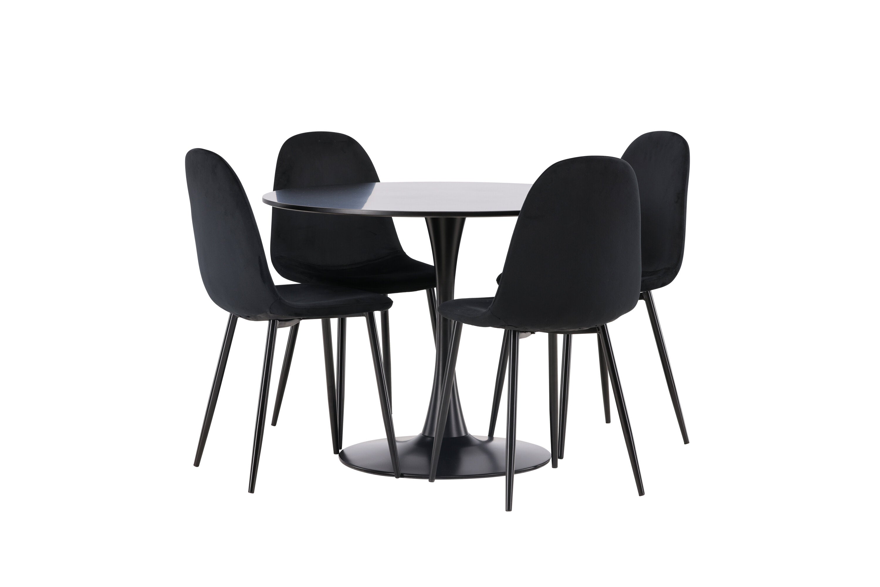 Essgruppe Esstisch Glade ⌀100cm mit Stühlen Polar - Schwarz - Venture Home - le canapé