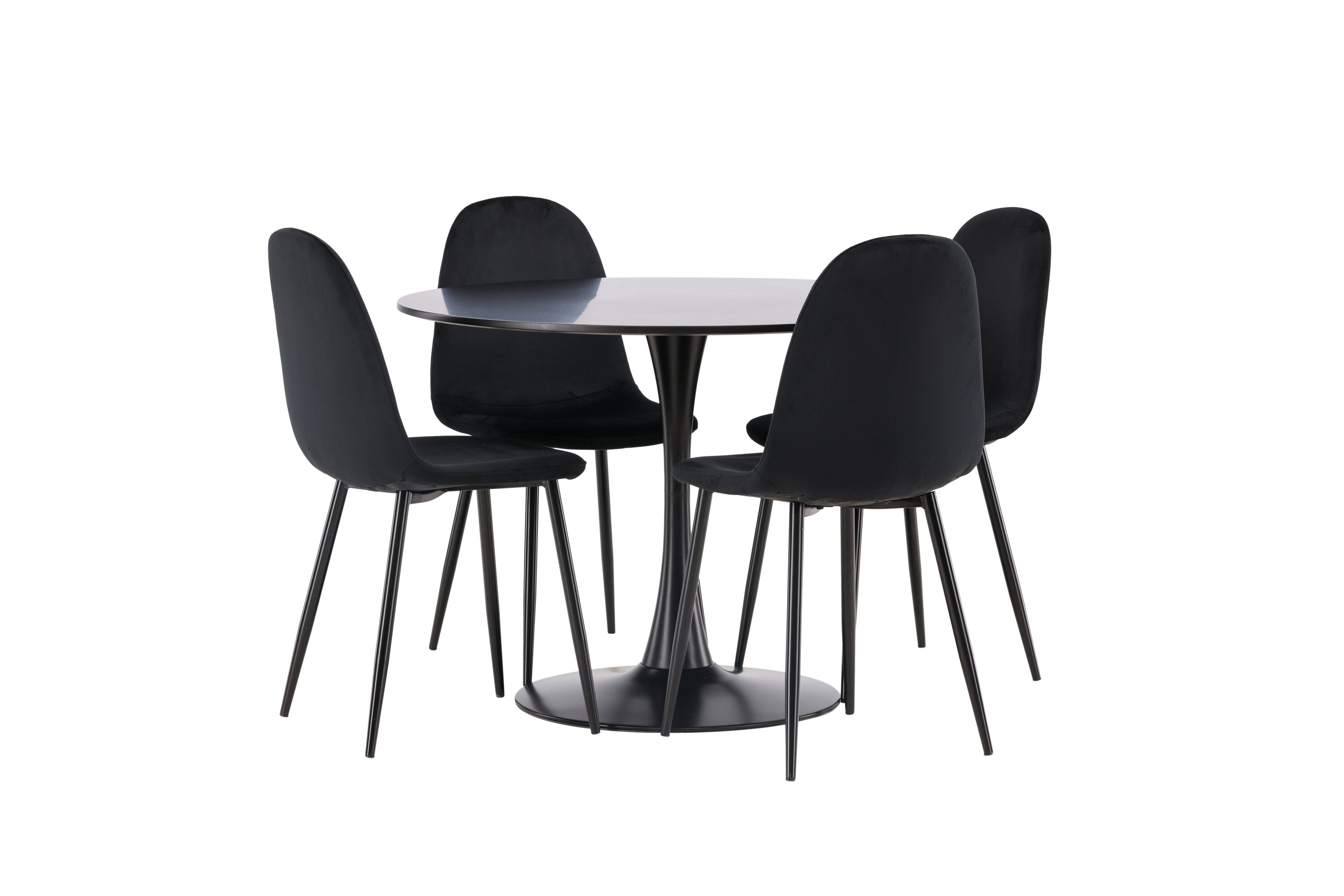 Essgruppe Esstisch Glade ⌀100cm mit Stühlen Polar - Schwarz - Venture Home - le canapé