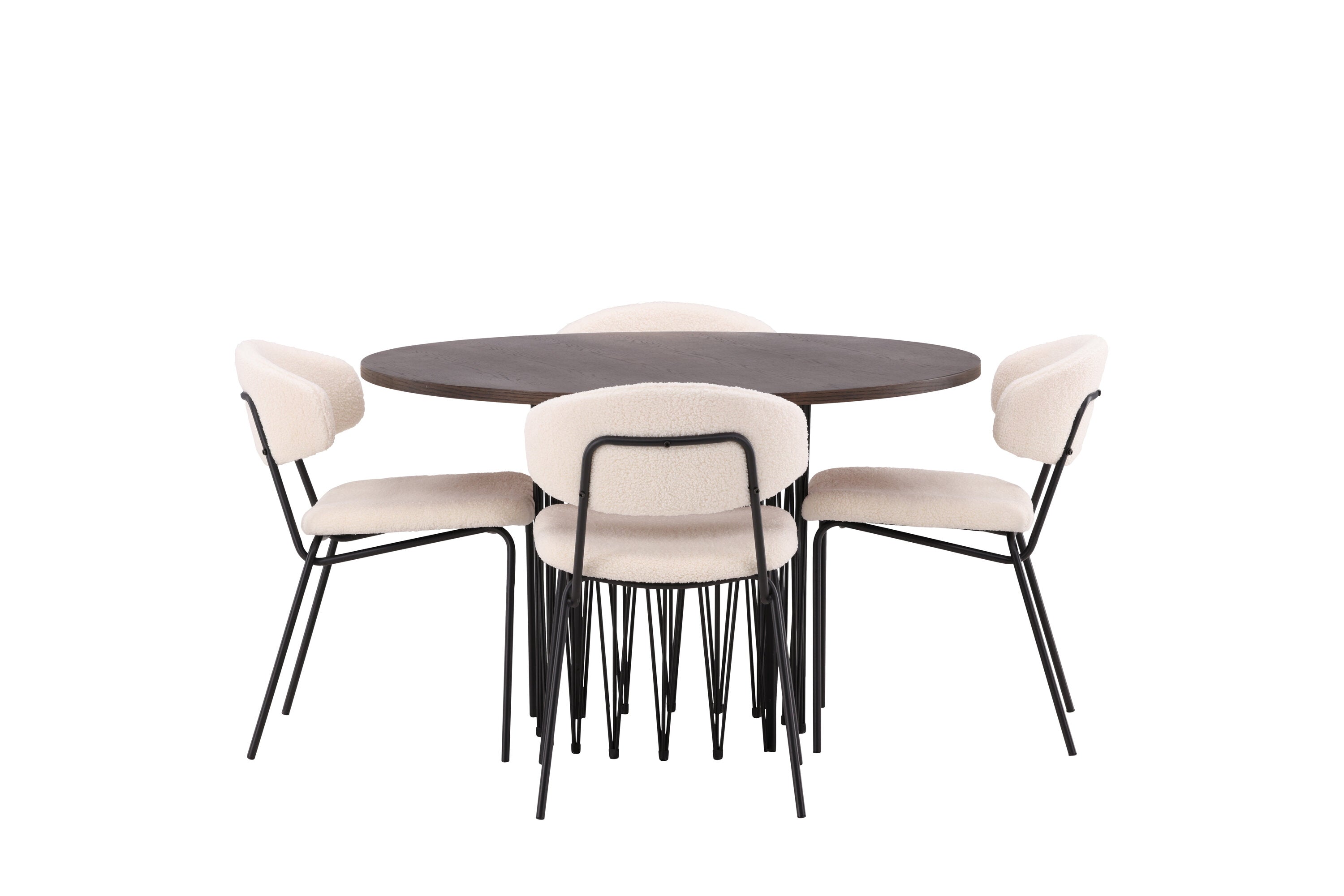 Essgruppe Esstisch Stone ⌀120cm mit Stühlen Chico - Weiß - Venture Home - le canapé
