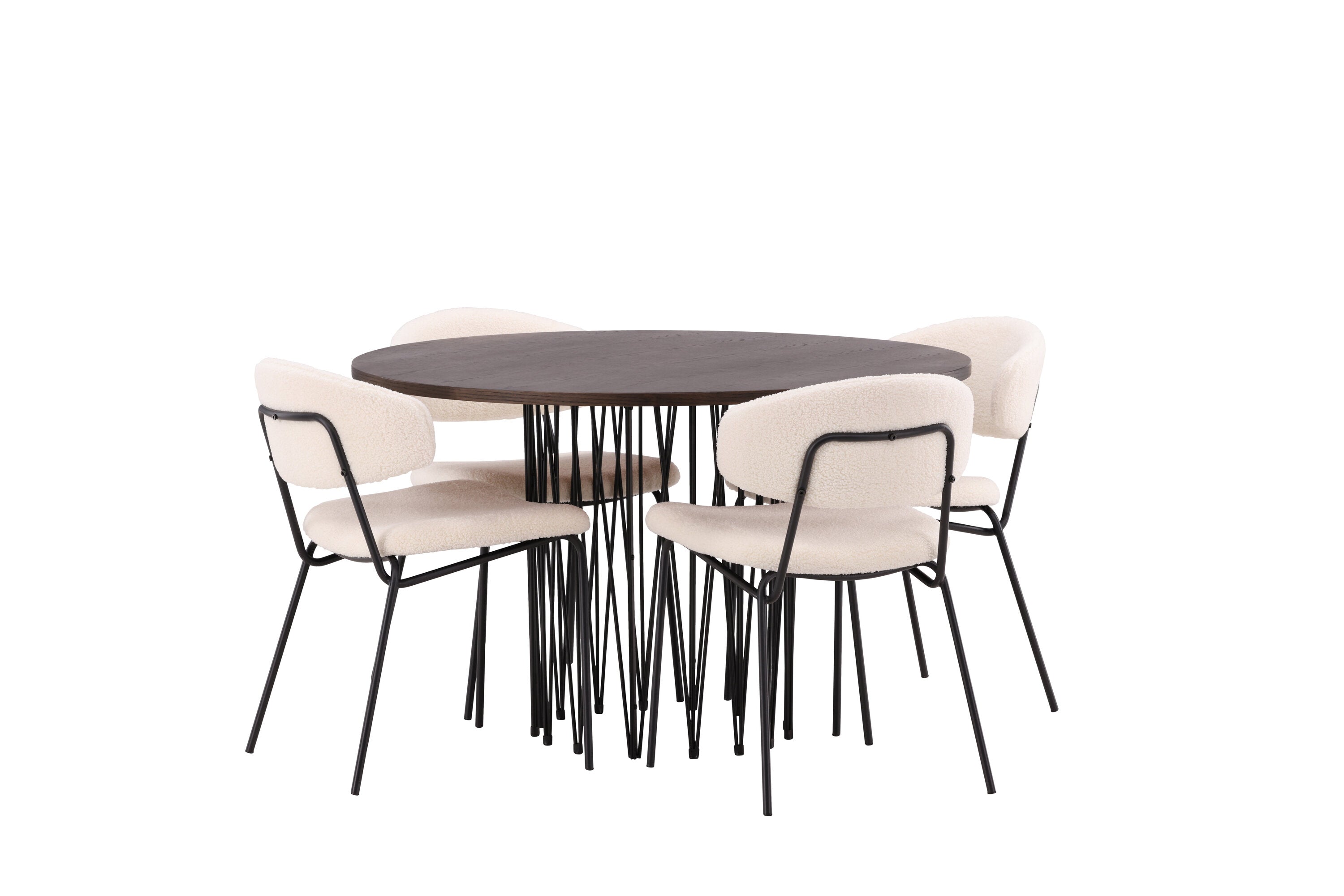 Essgruppe Esstisch Stone ⌀120cm mit Stühlen Chico - Weiß - Venture Home - le canapé