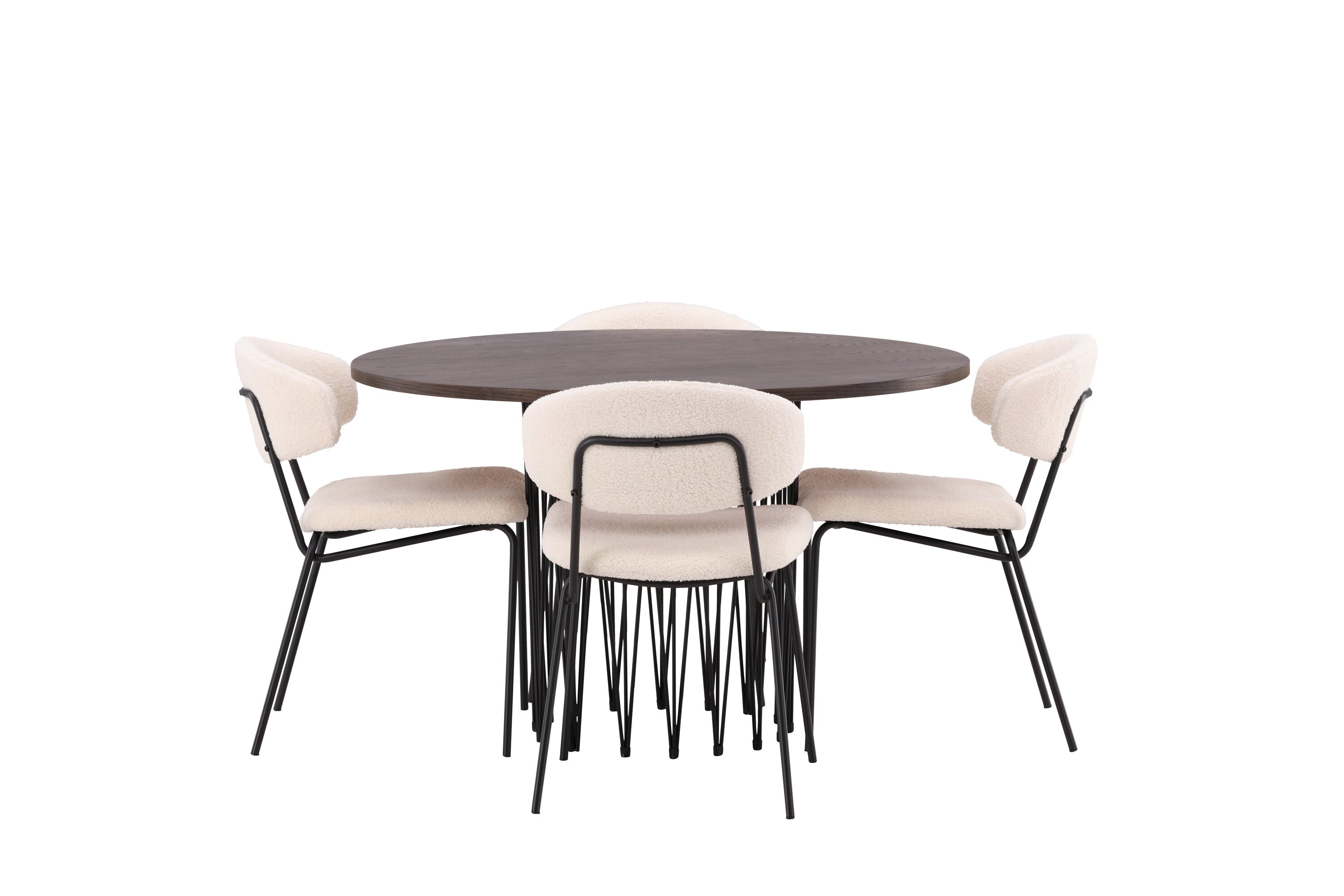 Essgruppe Esstisch Stone ⌀120cm mit Stühlen Chico - Weiß - Venture Home - le canapé