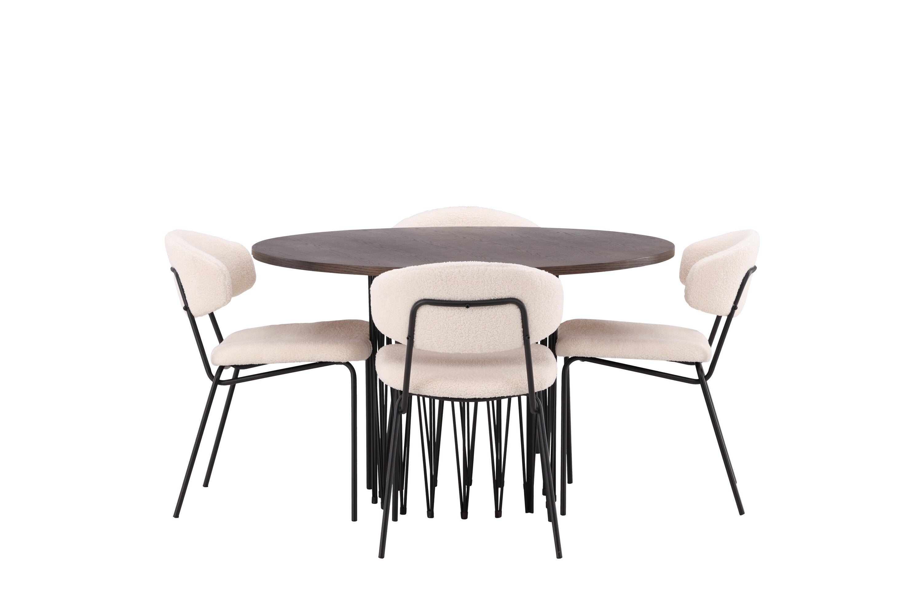 Essgruppe Esstisch Stone ⌀120cm mit Stühlen Chico - Weiß - Venture Home - le canapé
