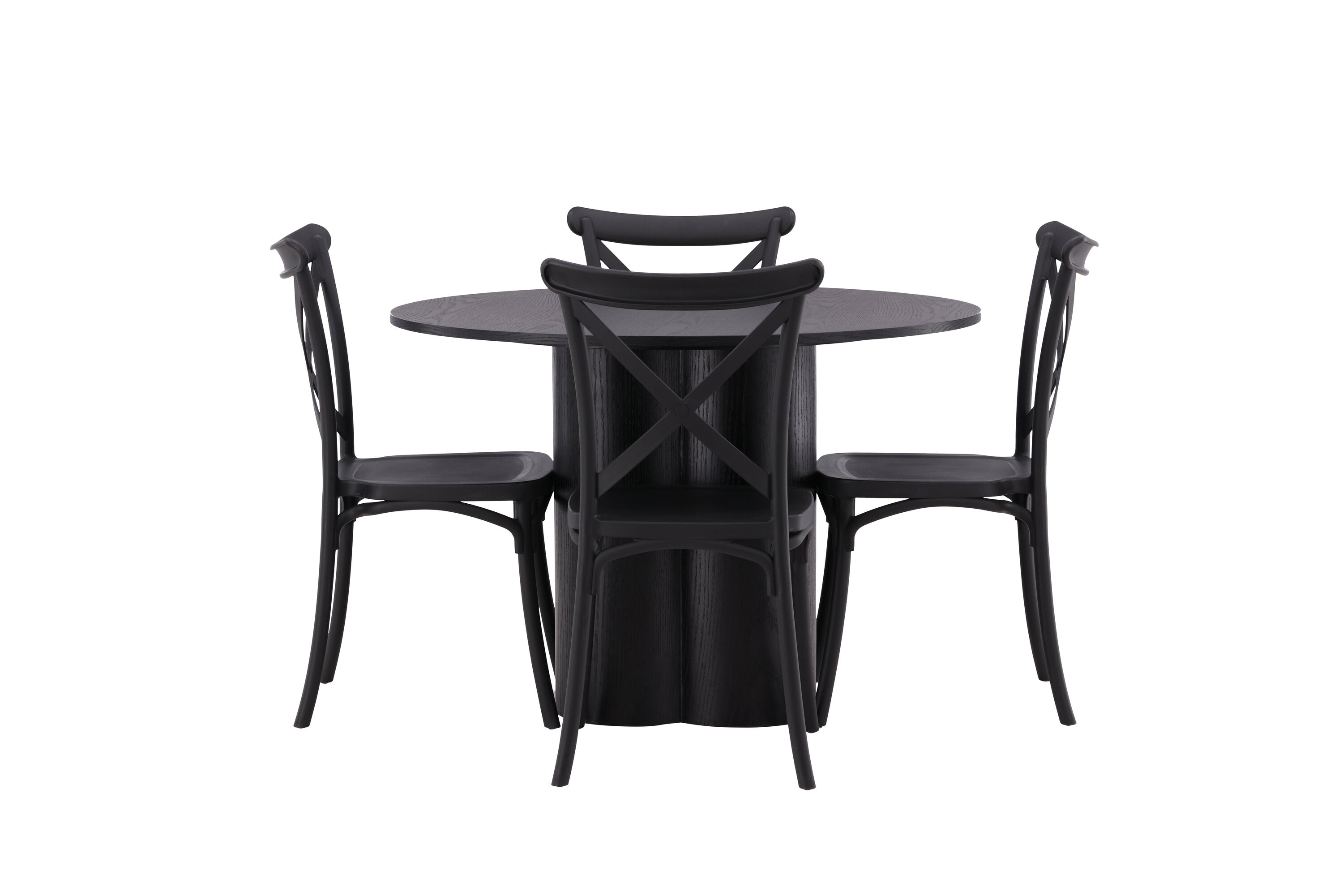 Essgruppe Esstisch Olivia ⌀110cm mit Stühlen Crosett - Schwarz - Venture Home - le canapé