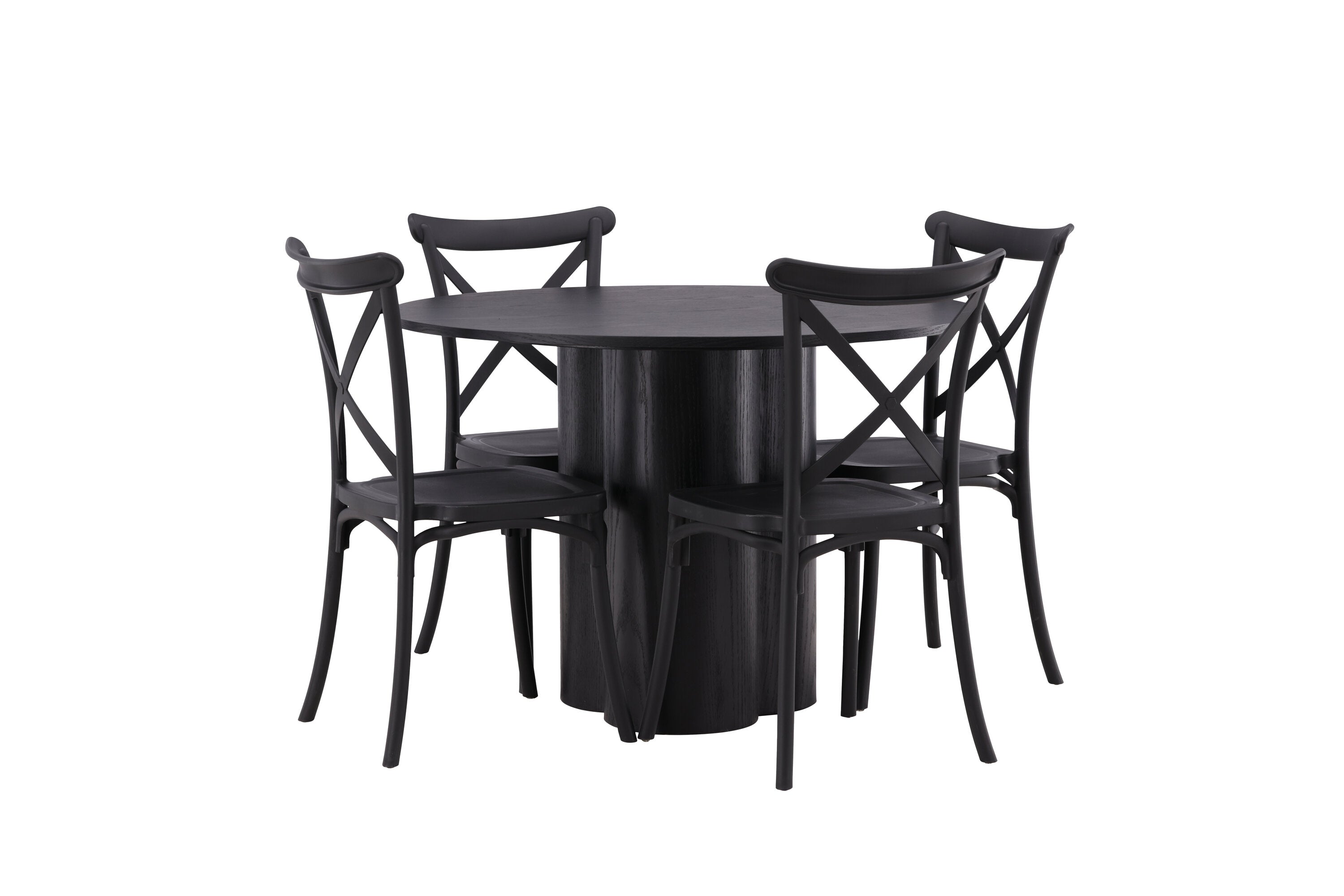 Essgruppe Esstisch Olivia ⌀110cm mit Stühlen Crosett - Schwarz - Venture Home - le canapé
