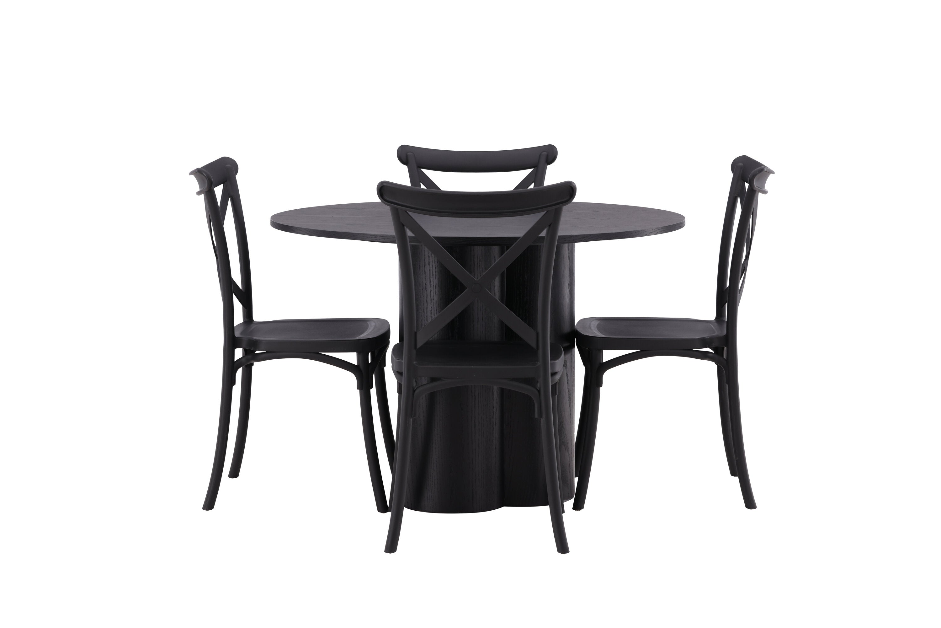 Essgruppe Esstisch Olivia ⌀110cm mit Stühlen Crosett - Schwarz - Venture Home - le canapé
