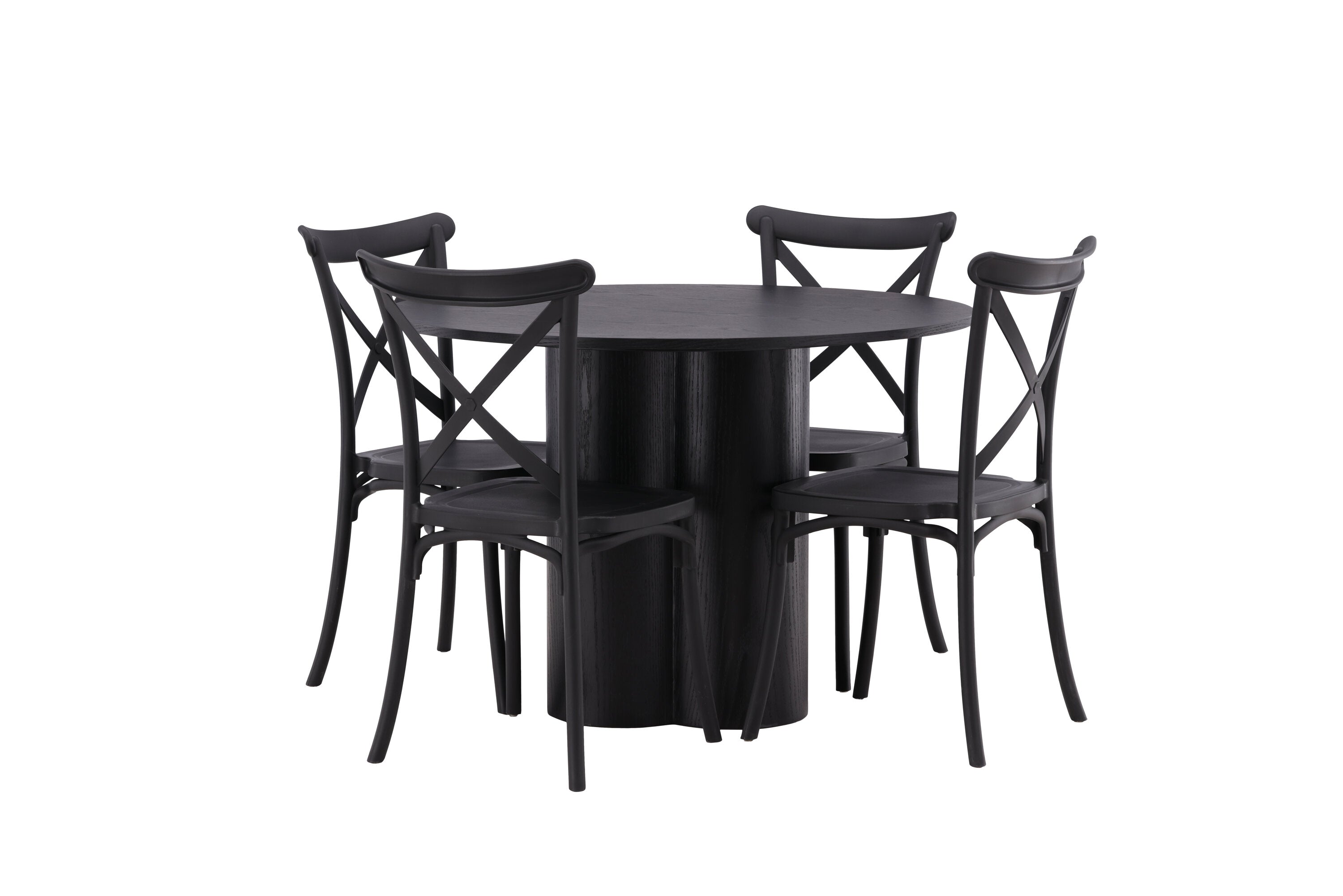Essgruppe Esstisch Olivia ⌀110cm mit Stühlen Crosett - Schwarz - Venture Home - le canapé