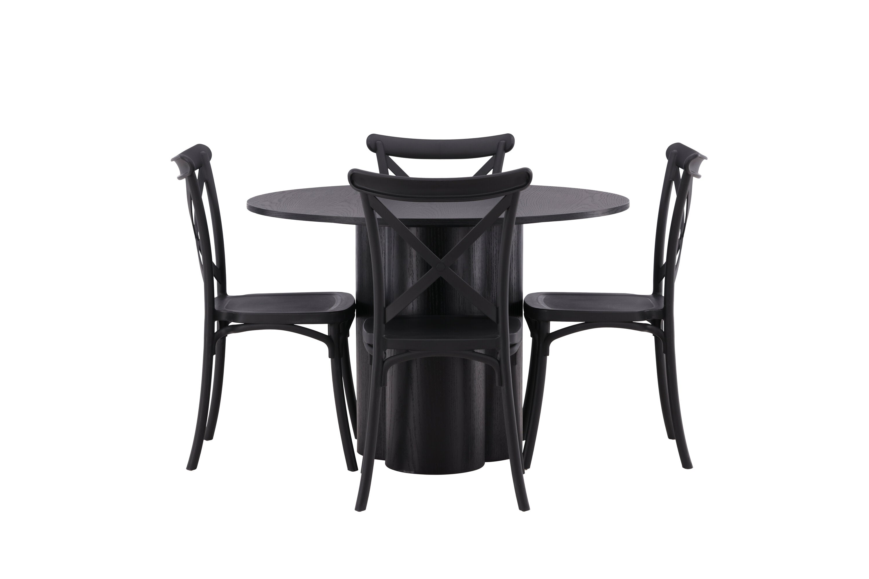 Essgruppe Esstisch Olivia ⌀110cm mit Stühlen Crosett - Schwarz - Venture Home - le canapé