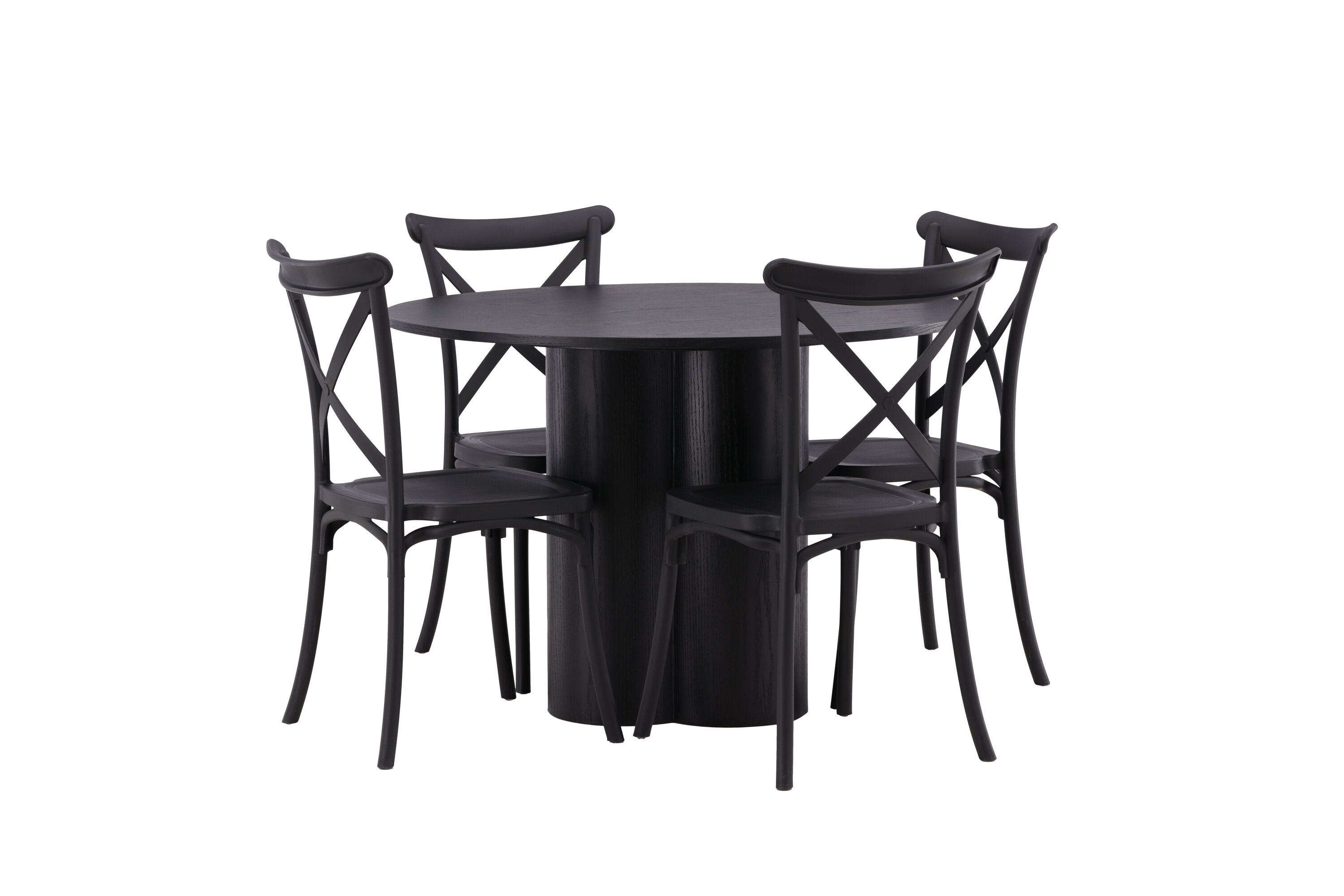 Essgruppe Esstisch Olivia ⌀110cm mit Stühlen Crosett - Schwarz - Venture Home - le canapé