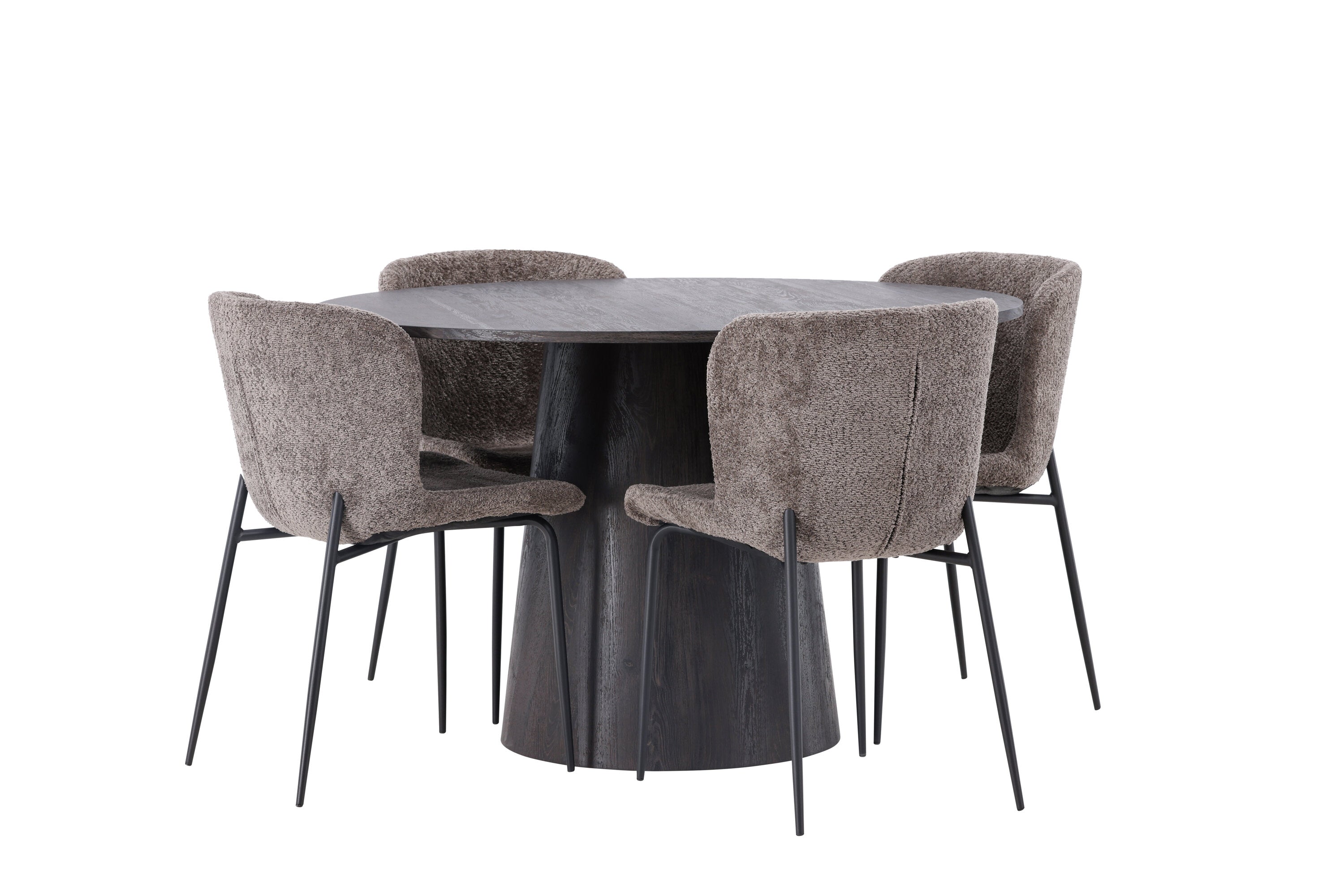 Essgruppe Esstisch Lanzo Ø120cm mit Stühlen Modesto - Braun - Venture Home - le canapé