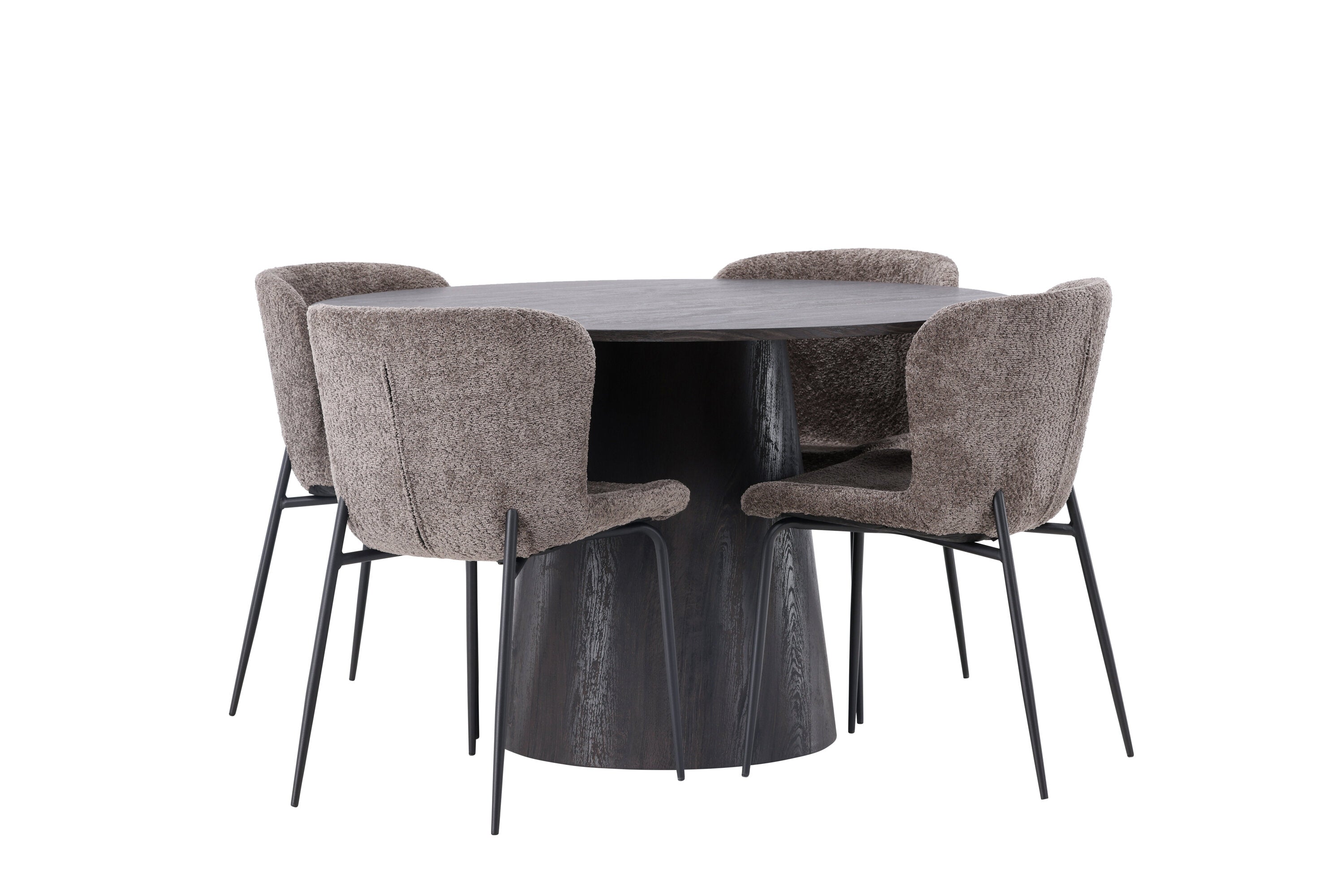 Essgruppe Esstisch Lanzo Ø120cm mit Stühlen Modesto - Braun - Venture Home - le canapé