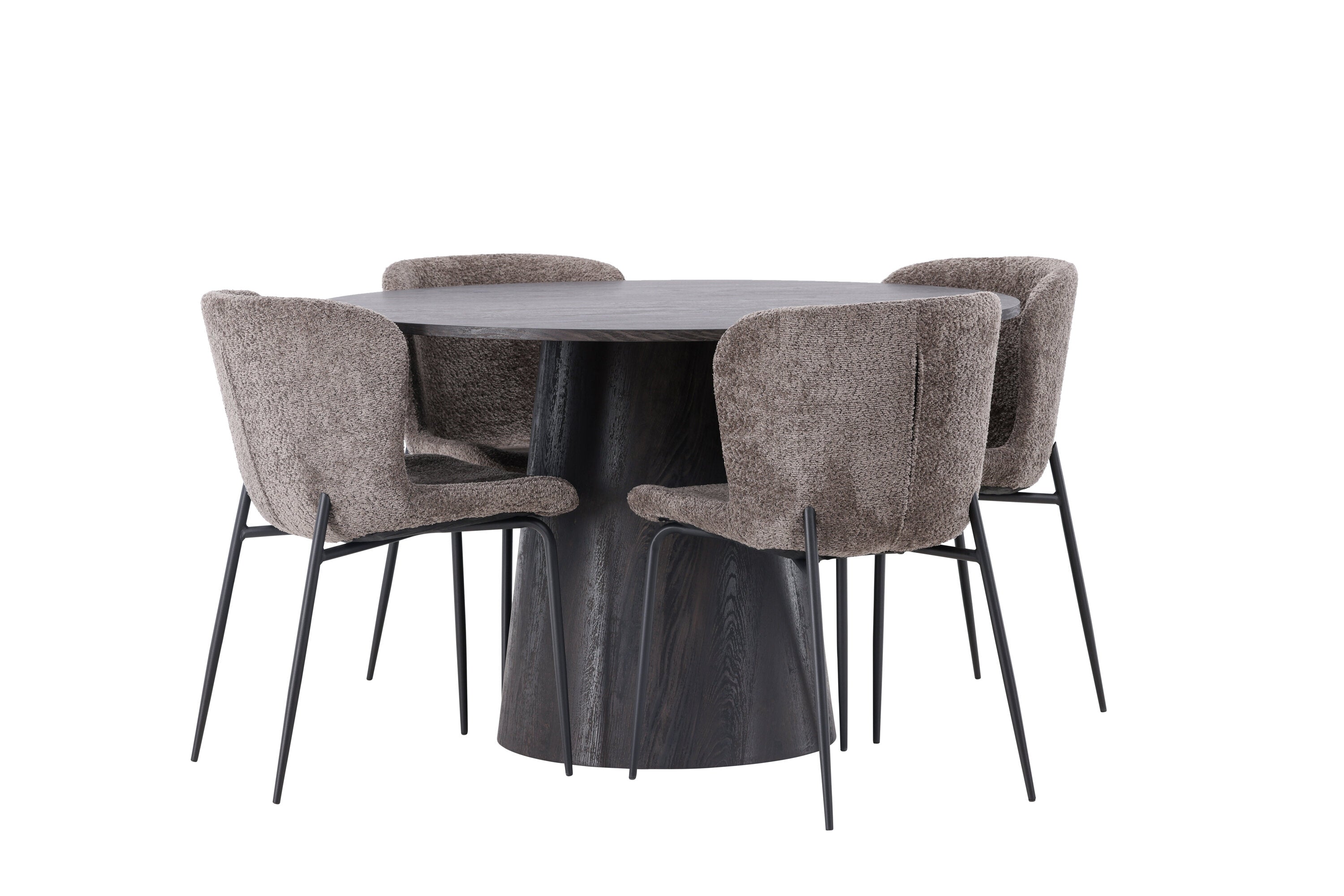 Essgruppe Esstisch Lanzo Ø120cm mit Stühlen Modesto - Braun - Venture Home - le canapé