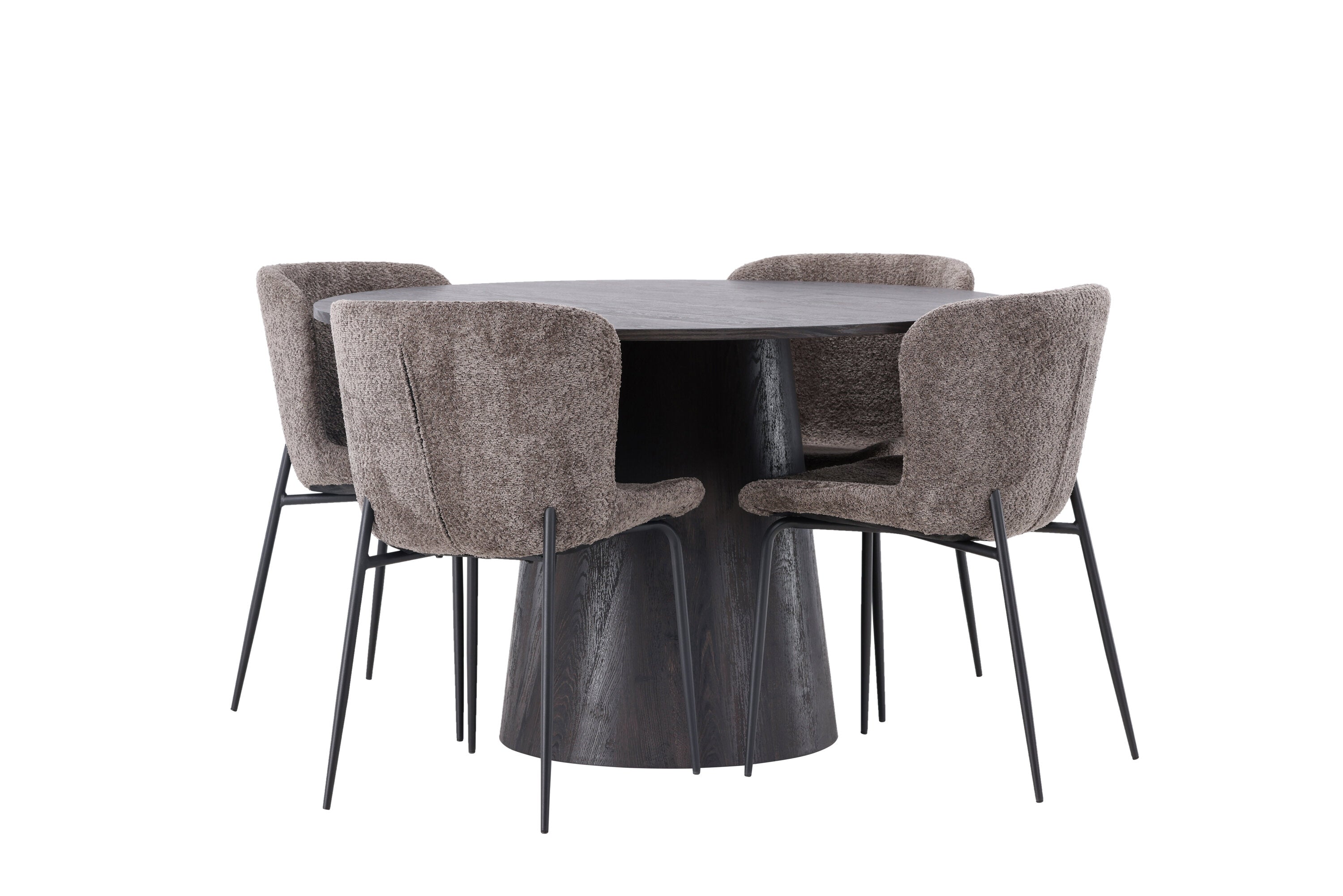 Essgruppe Esstisch Lanzo Ø120cm mit Stühlen Modesto - Braun - Venture Home - le canapé