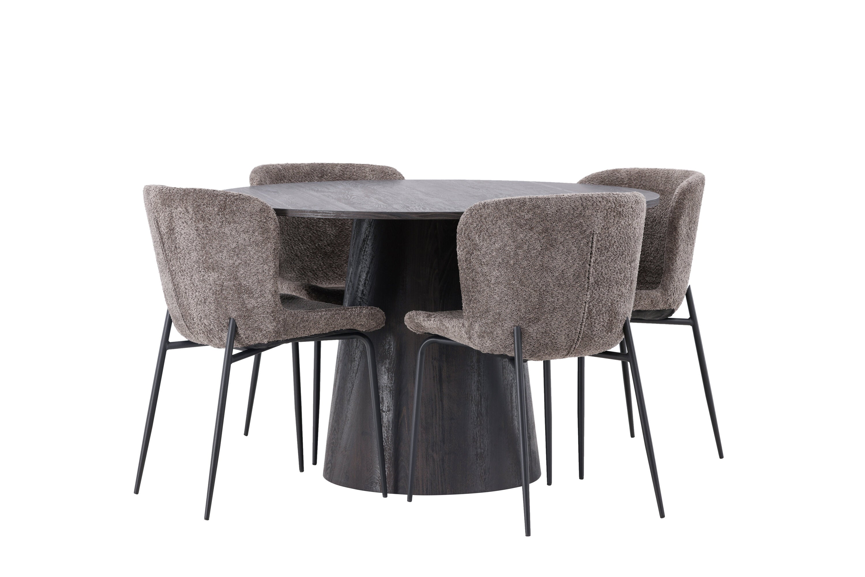 Essgruppe Esstisch Lanzo Ø120cm mit Stühlen Modesto - Braun - Venture Home - le canapé