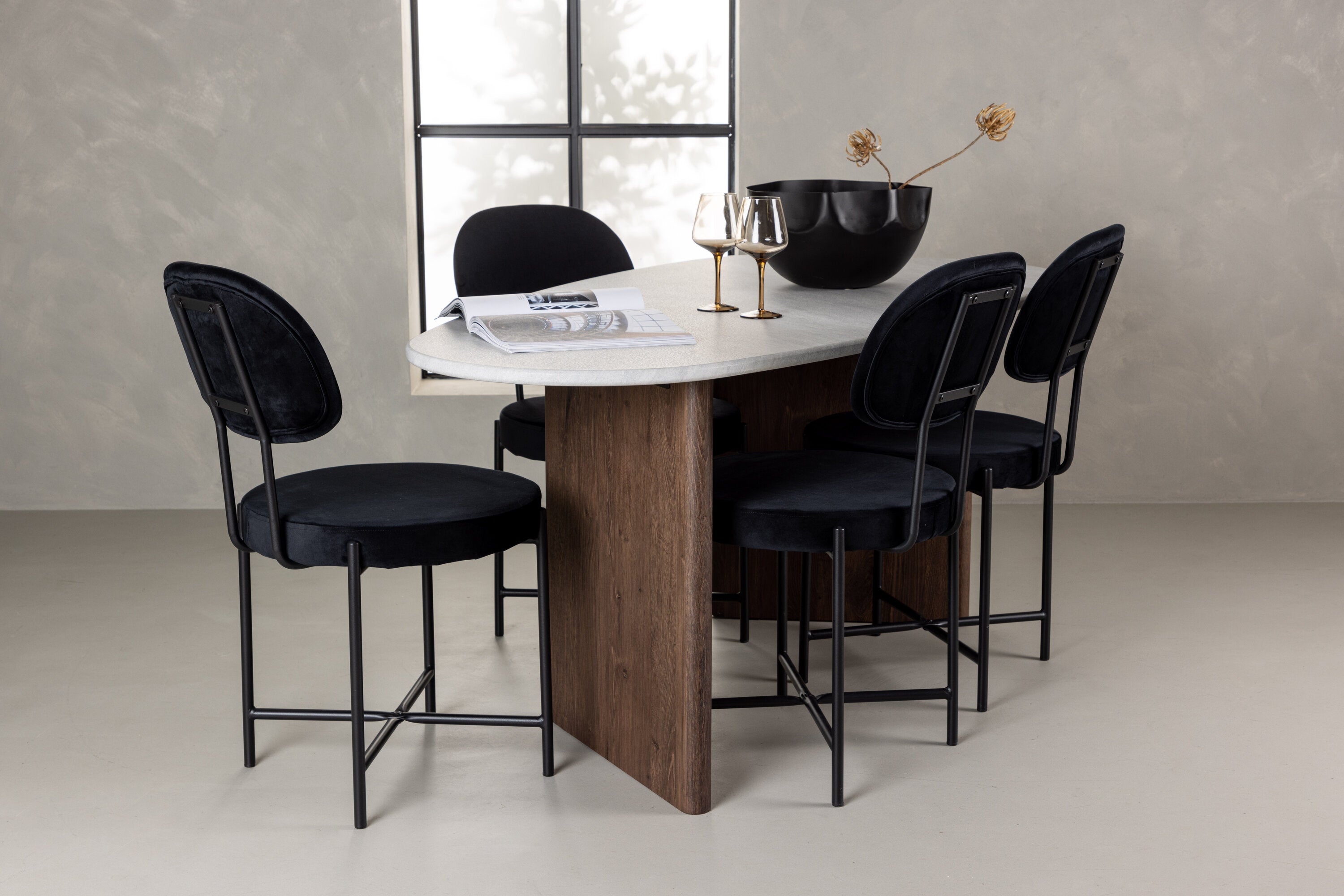 Essgruppe Esstisch Grönvik 180 x 90 mit Stühlen Stella - Schwarz - Venture Home - le canapé