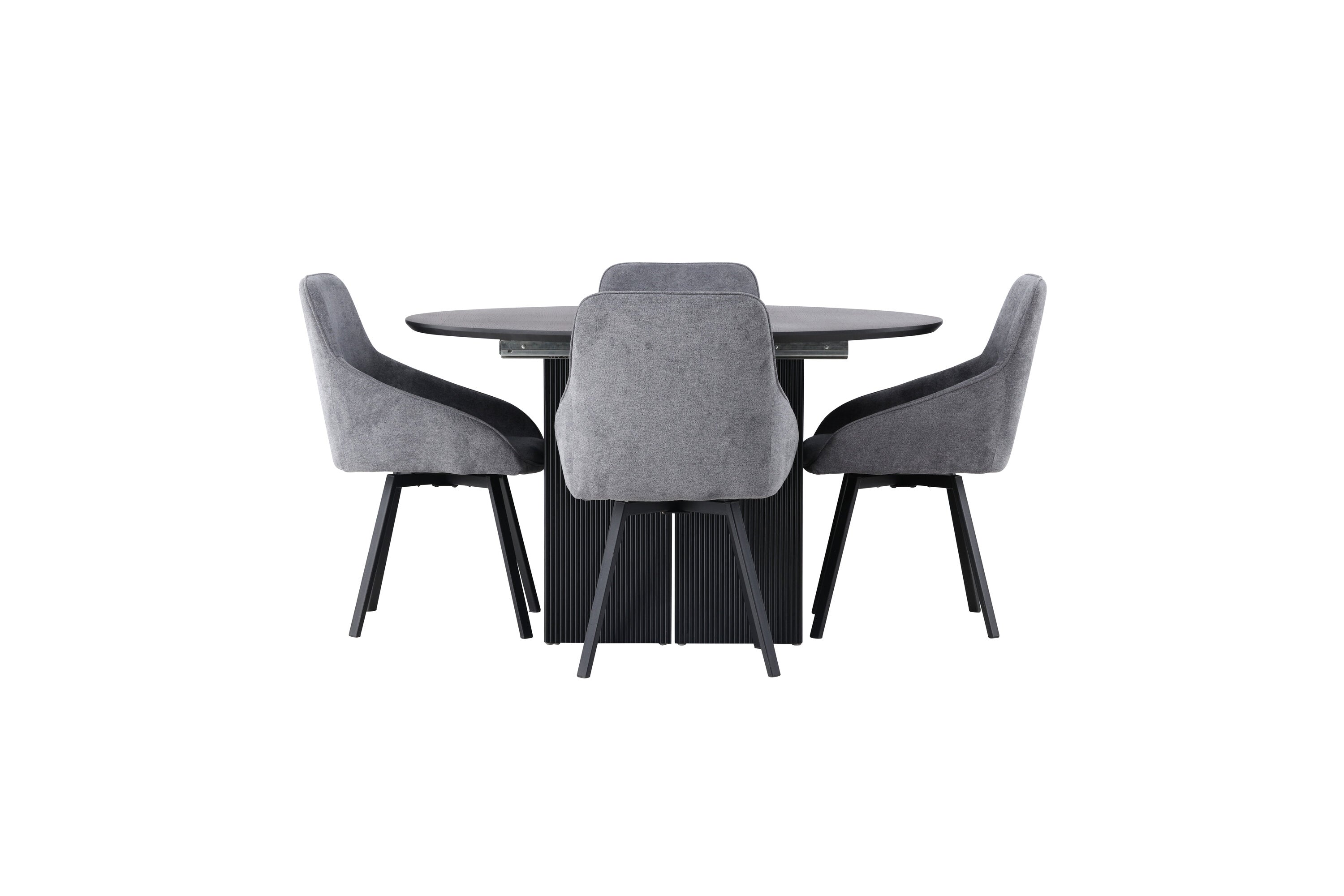 Essgruppe Esstisch Matilda ⌀130cm mit Stühlen Rosie - Grau - Venture Home - le canapé