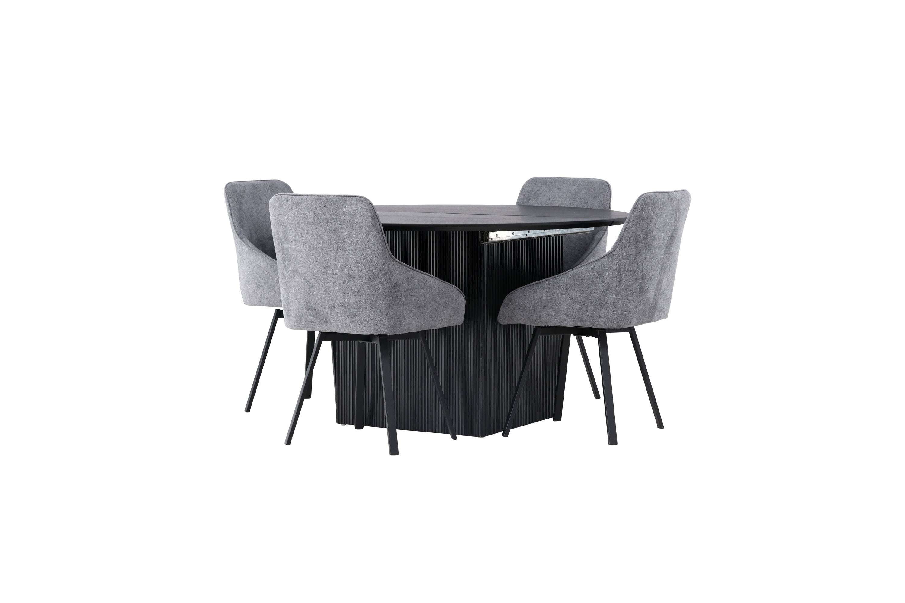 Essgruppe Esstisch Matilda ⌀130cm mit Stühlen Rosie - Grau - Venture Home - le canapé