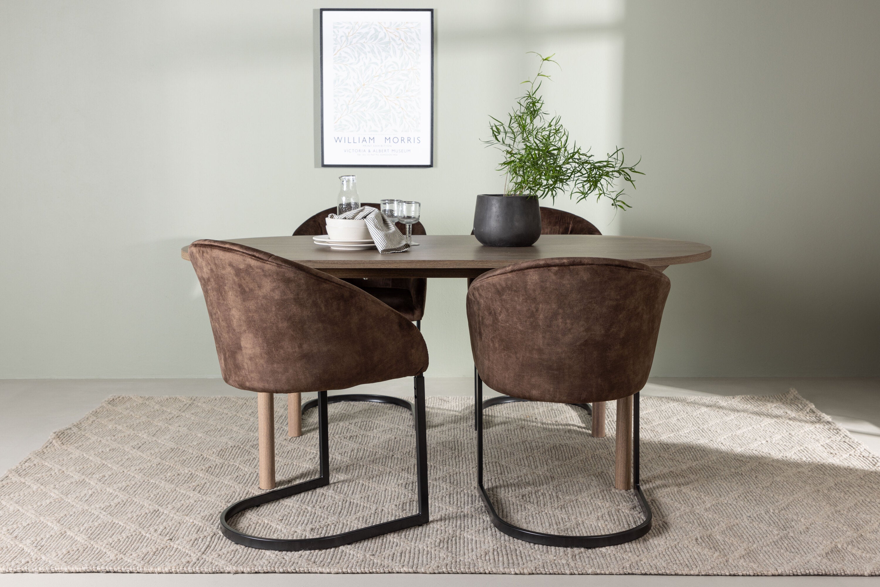 Essgruppe Esstisch Andy 180 x 90cm mit Stühlen Evening - Braun - Venture Home - le canapé