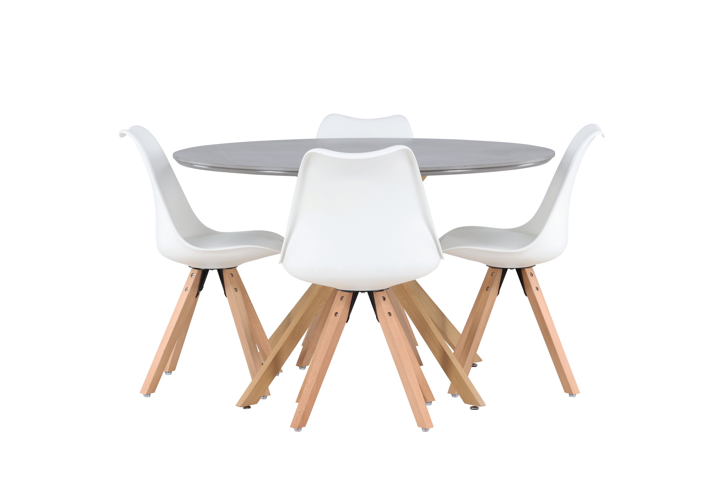 Essgruppe Esstisch Piazza Ø120cm mit Stühlen Zeno - Weiß - Venture Home - le canapé