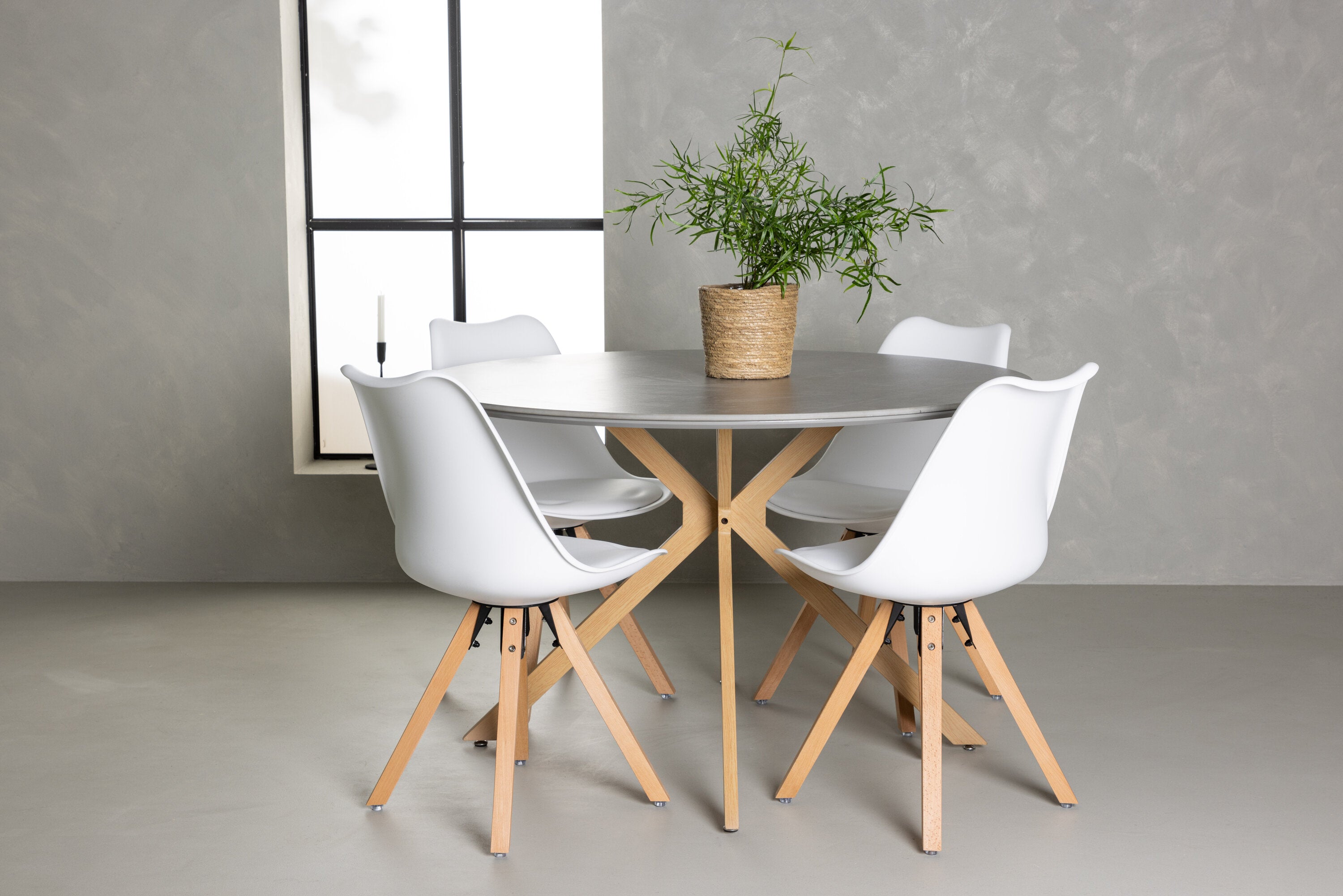 Essgruppe Esstisch Piazza Ø120cm mit Stühlen Zeno - Weiß - Venture Home - le canapé