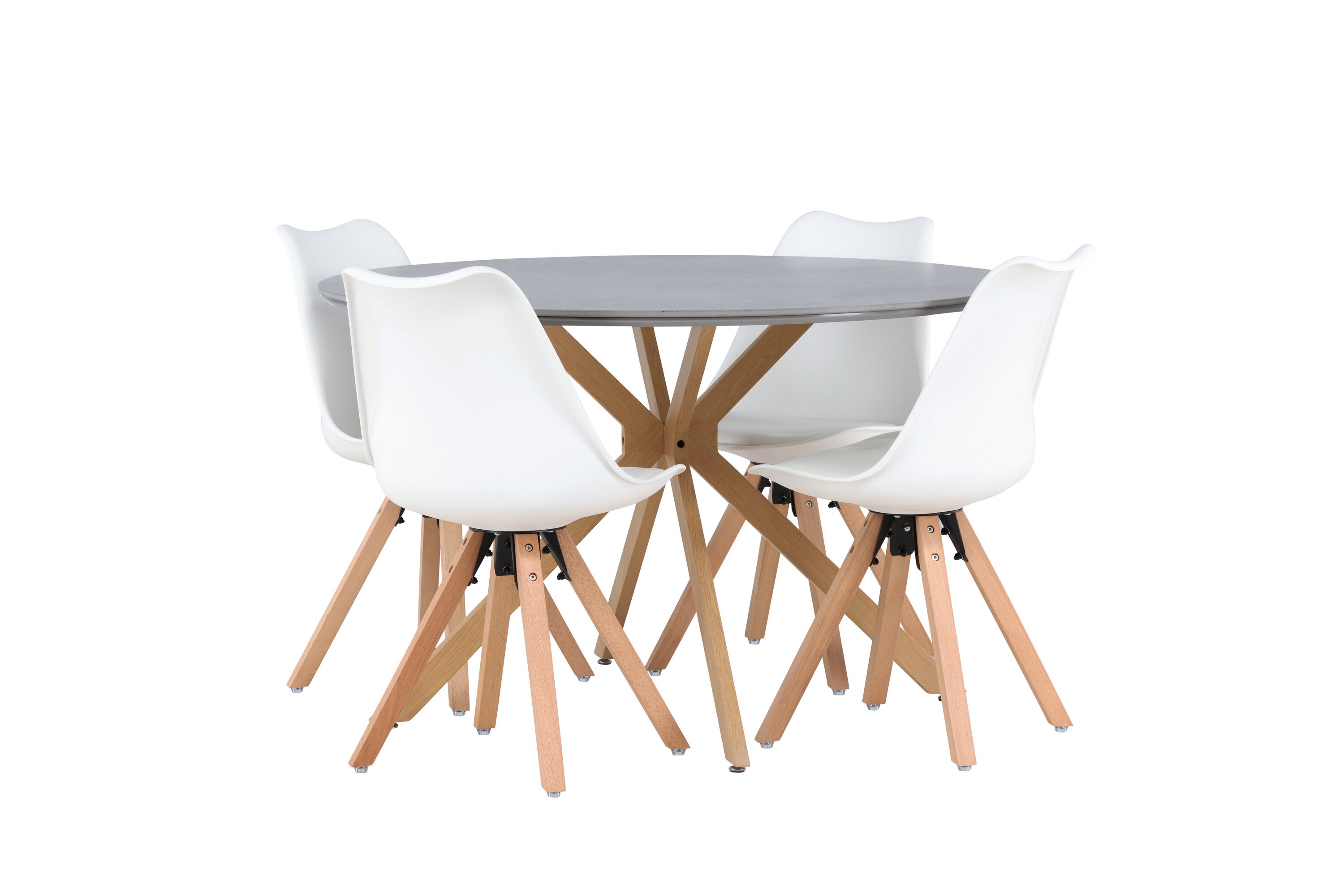 Essgruppe Esstisch Piazza Ø120cm mit Stühlen Zeno - Weiß - Venture Home - le canapé