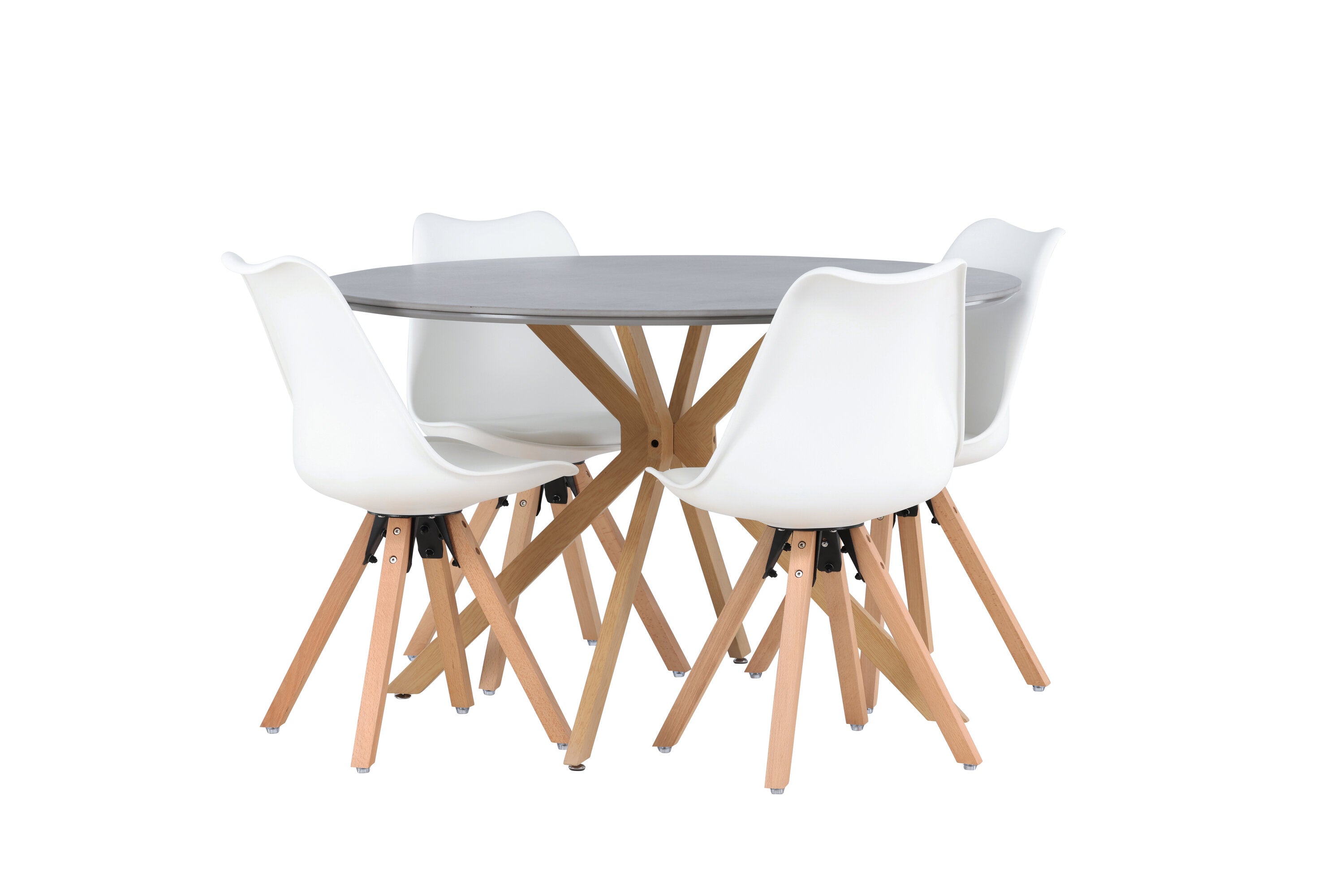Essgruppe Esstisch Piazza Ø120cm mit Stühlen Zeno - Weiß - Venture Home - le canapé