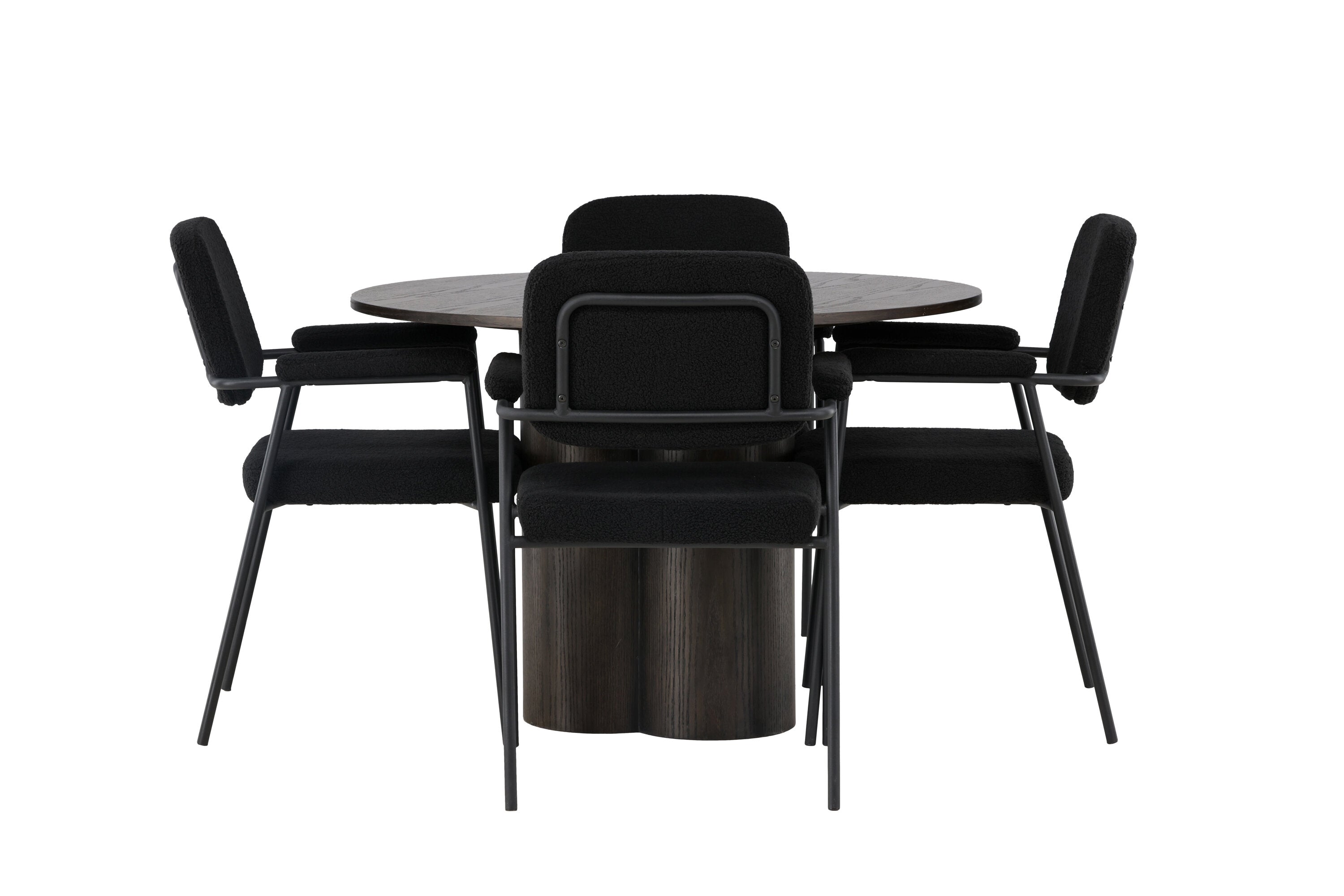 Essgruppe Esstisch Olivia Ø110cm mit Stühlen Yesterday - Schwarz - Venture Home - le canapé