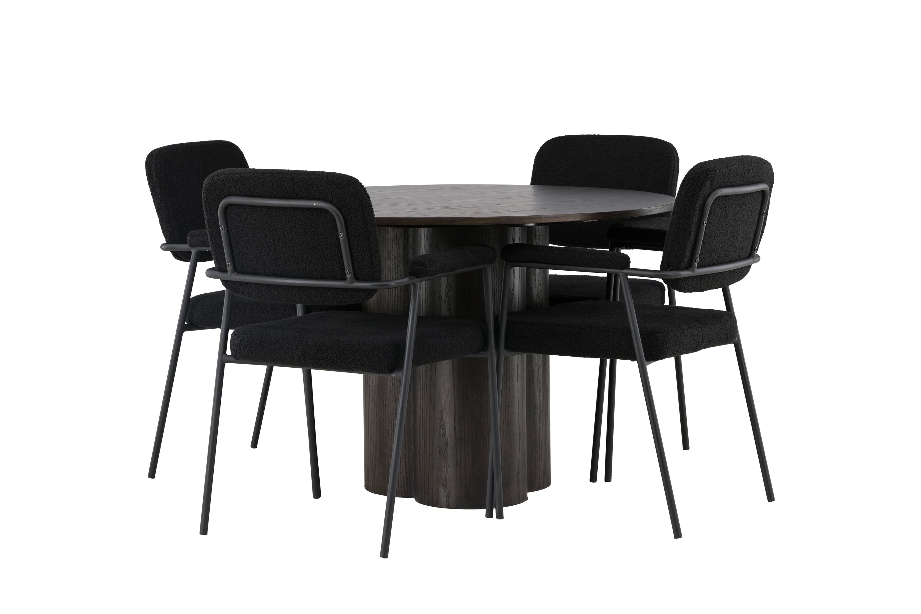Essgruppe Esstisch Olivia Ø110cm mit Stühlen Yesterday - Schwarz - Venture Home - le canapé