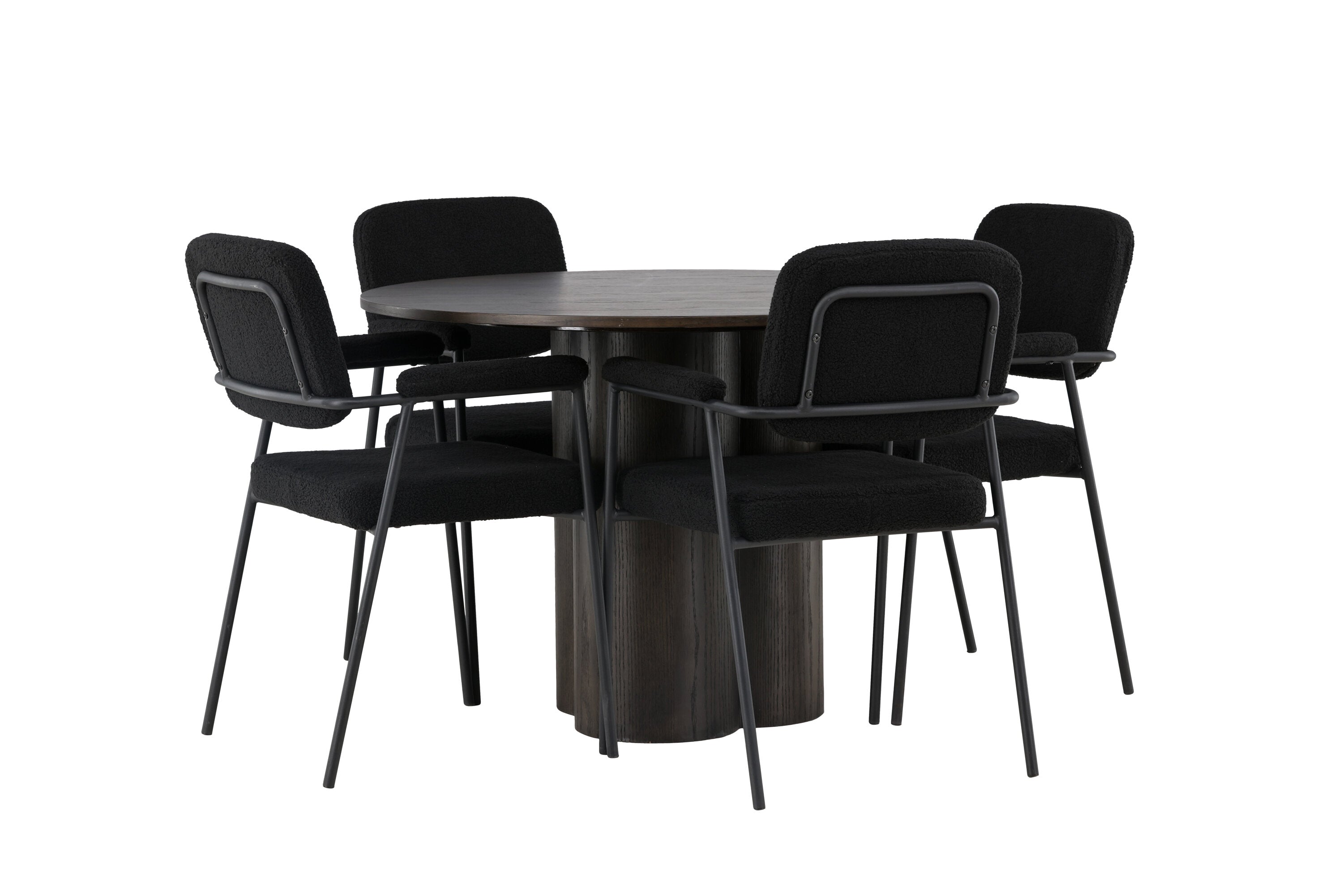 Essgruppe Esstisch Olivia Ø110cm mit Stühlen Yesterday - Schwarz - Venture Home - le canapé