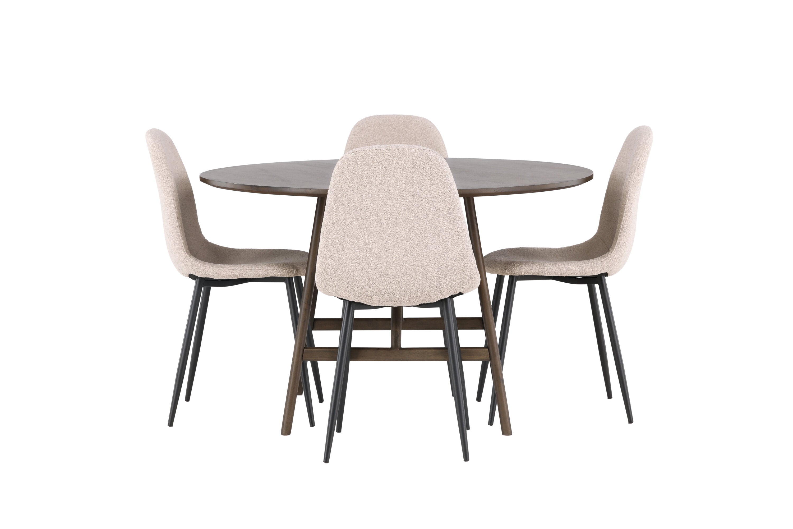 Essgruppe Esstisch Kaseidon ⌀100cm mit Stühlen Polar - Beige - Venture Home - le canapé
