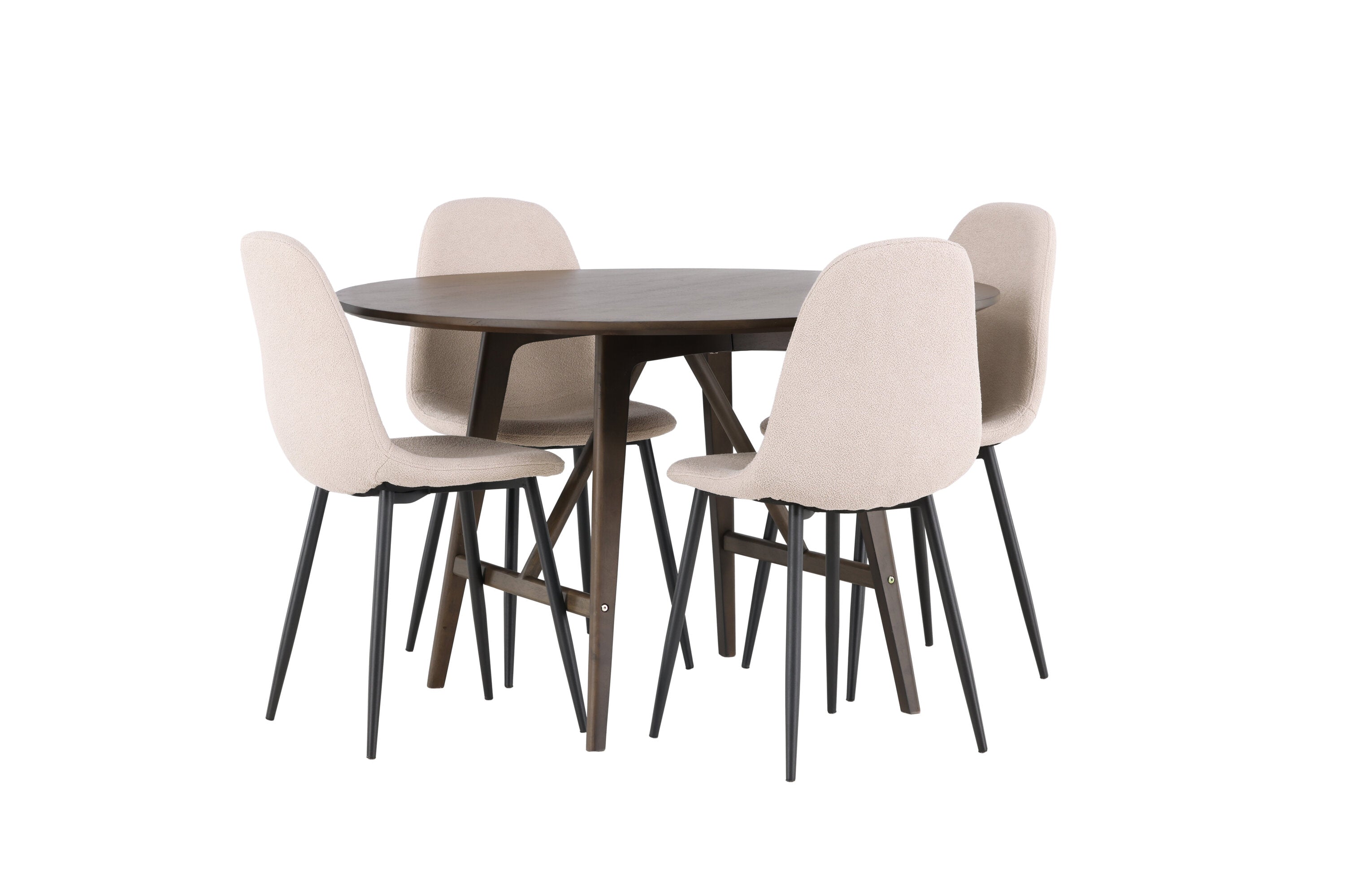 Essgruppe Esstisch Kaseidon ⌀100cm mit Stühlen Polar - Beige - Venture Home - le canapé