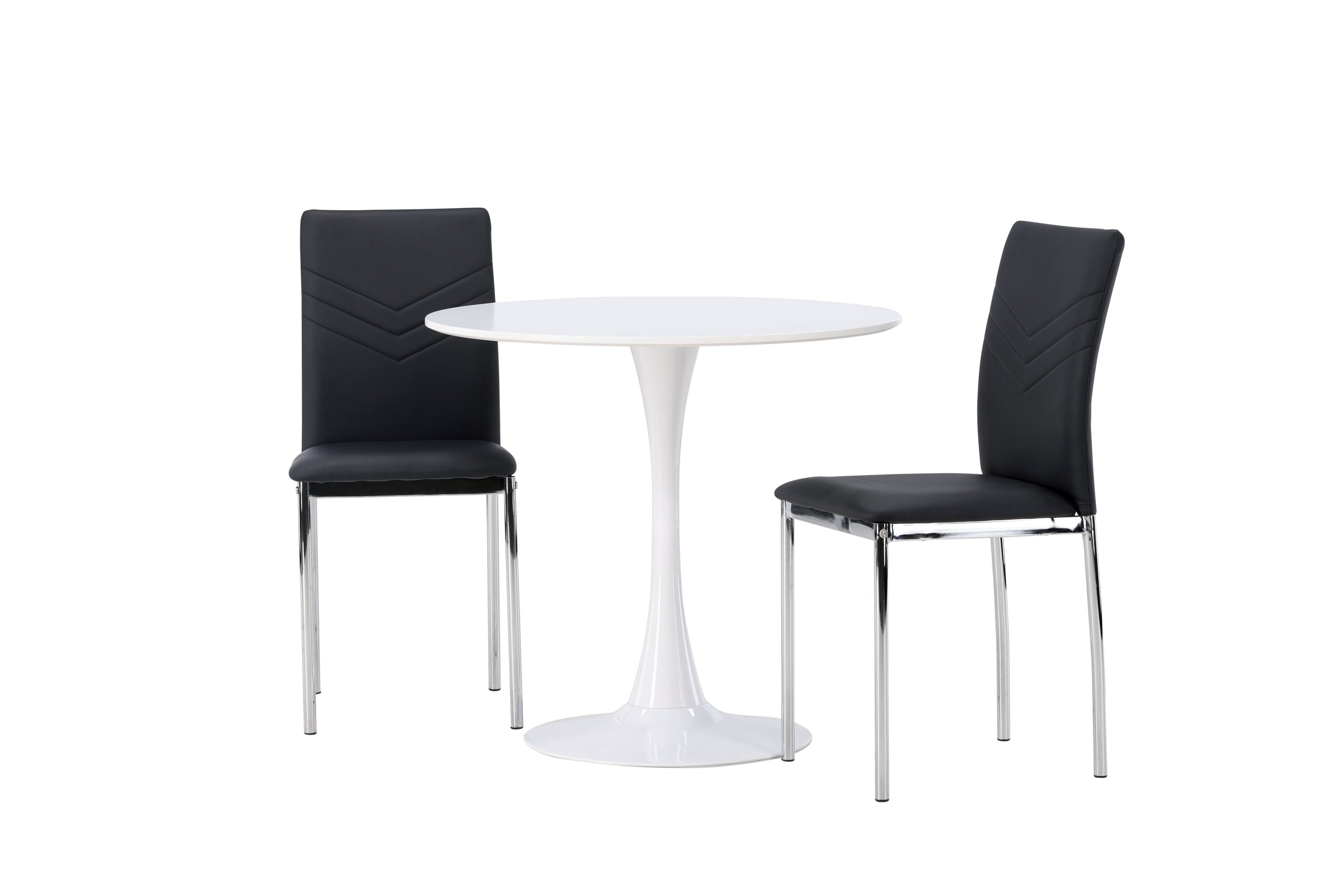 Essgruppe Esstisch Hamden ⌀80 mit Stühlen Lily mit Kunstledersitz - Schwarz - Venture Home - le canapé