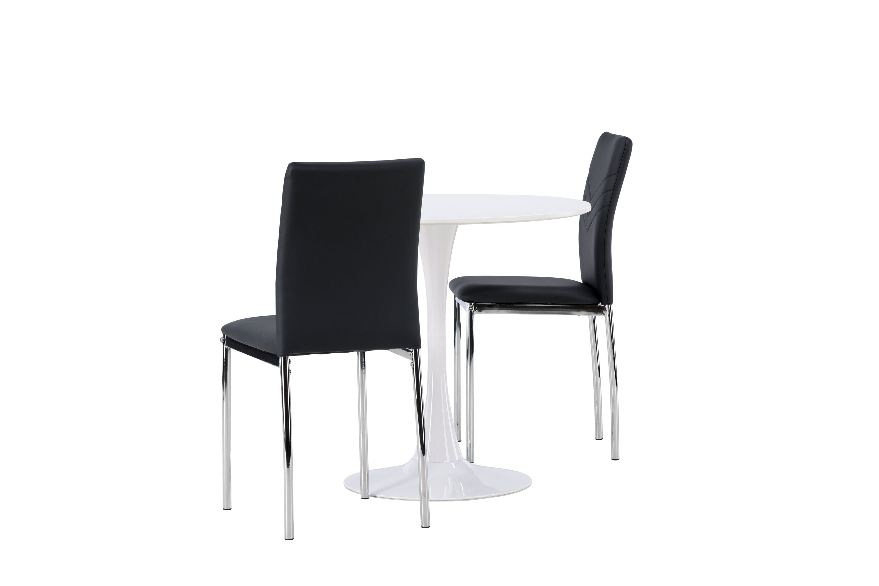 Essgruppe Esstisch Hamden ⌀80 mit Stühlen Lily mit Kunstledersitz - Schwarz - Venture Home - le canapé
