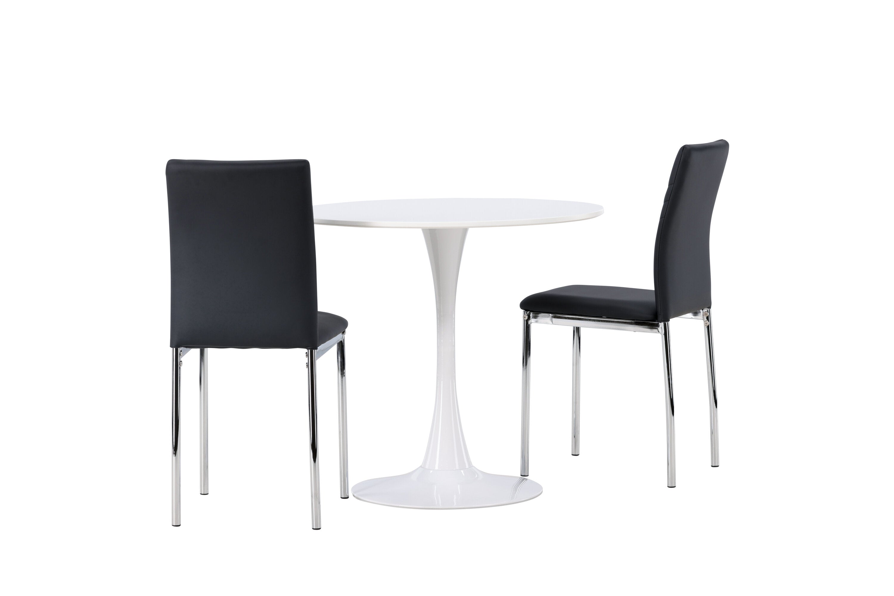 Essgruppe Esstisch Hamden ⌀80 mit Stühlen Lily mit Kunstledersitz - Schwarz - Venture Home - le canapé