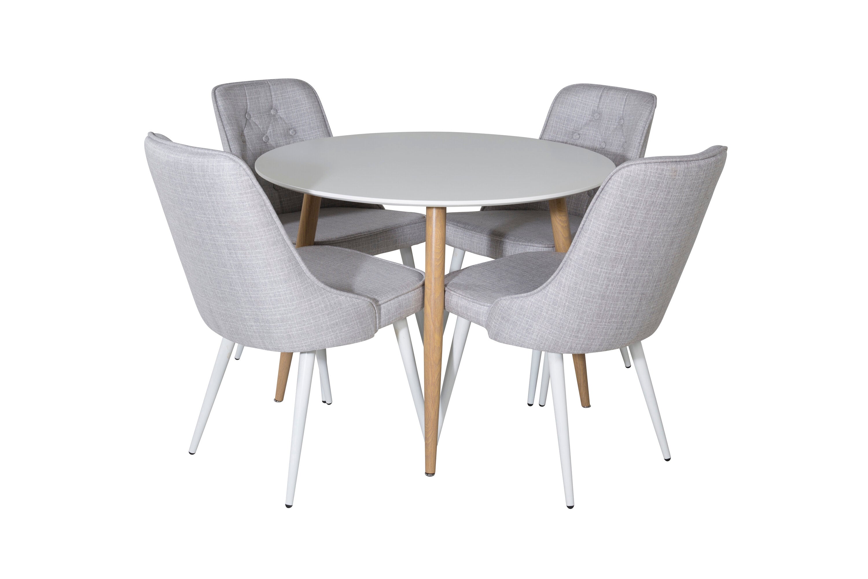 Essgruppe Esstisch Plaza Ø100cm mit Stühlen Samt Deluxe - Grau - Venture Home - le canapé